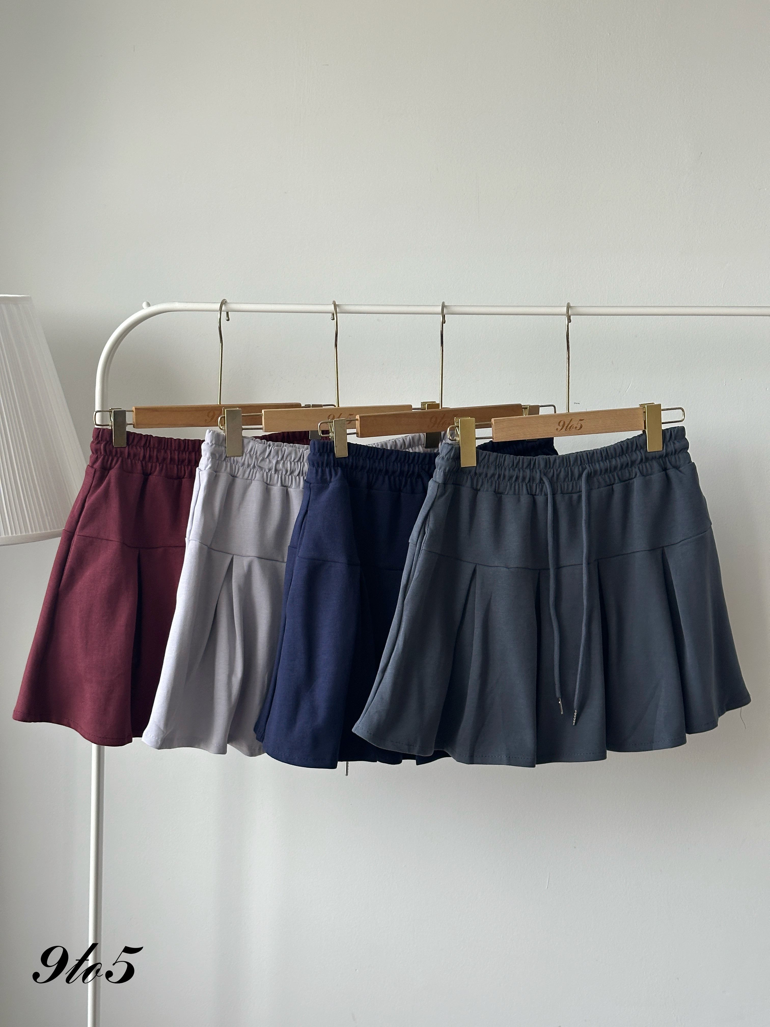 S1918 Drawstring Pleated Mini Skirt - 4 Colors 