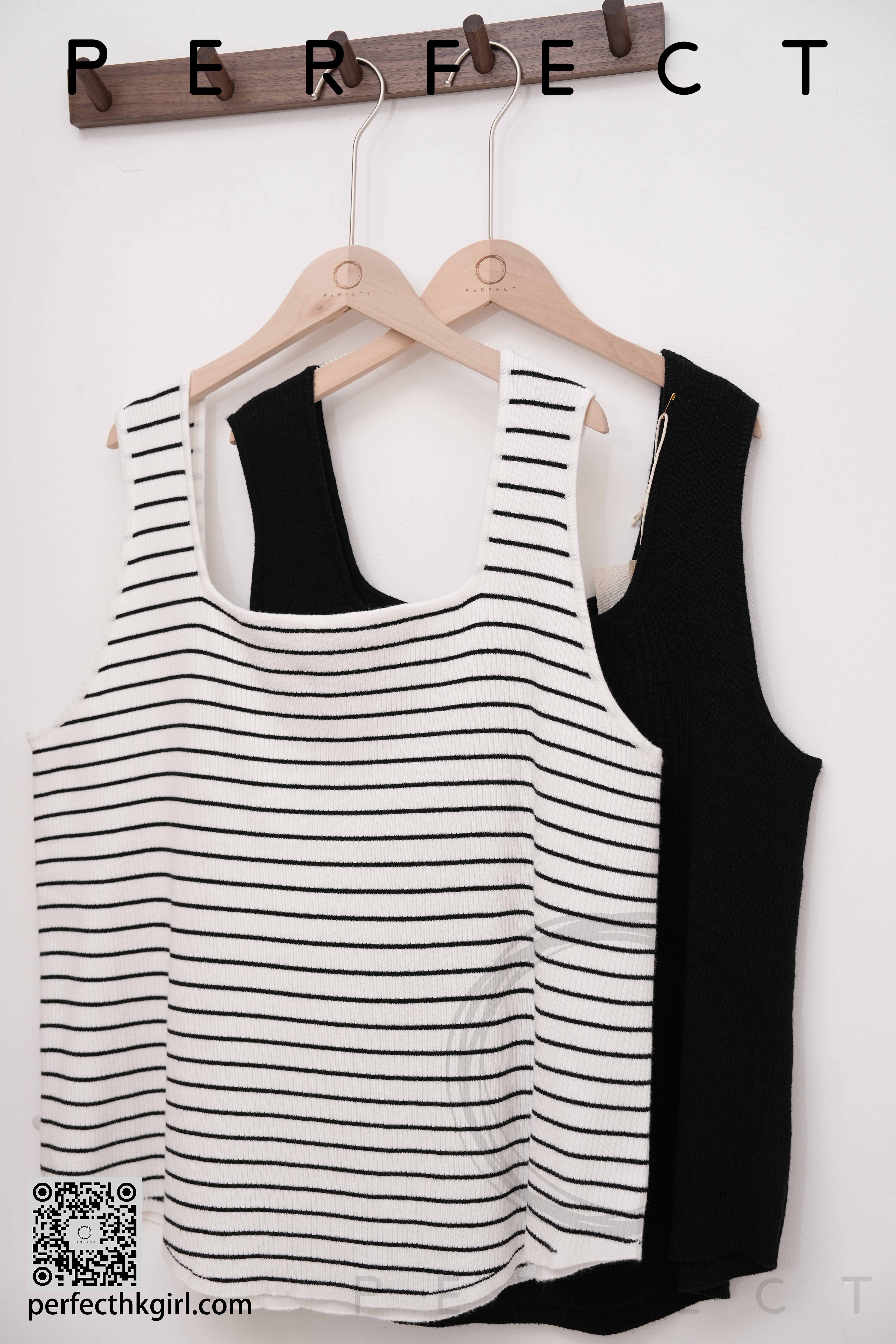 T0035_文青間條打底背心（黑白色）