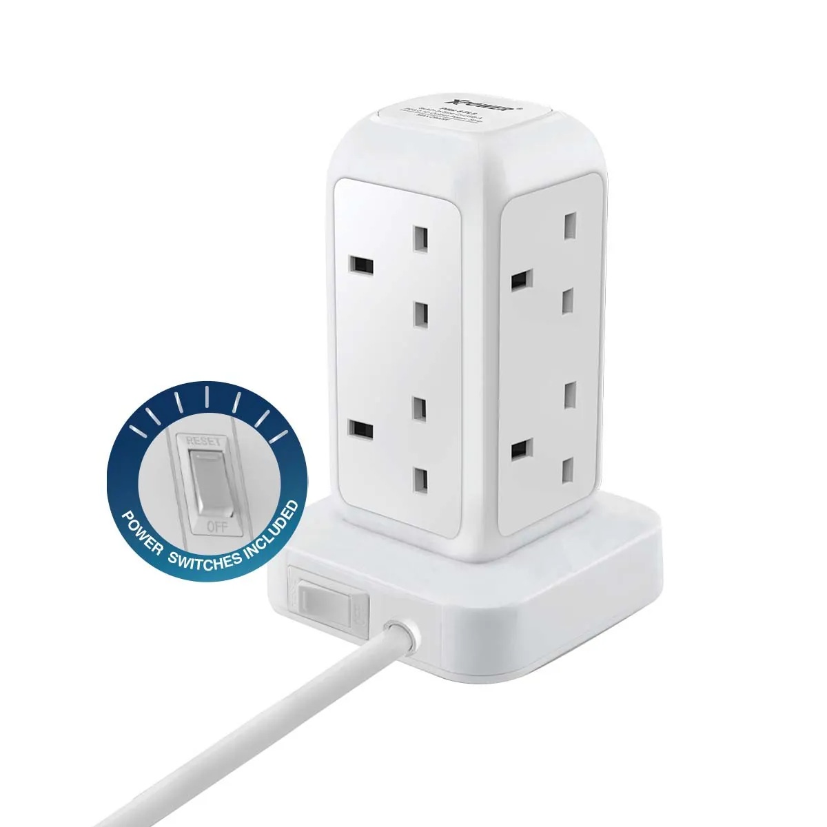 XPower Pillar 8 PL8 迷你直立式12輸出拖板 3米線長 8個插頭 PD 3.0輸出拖板