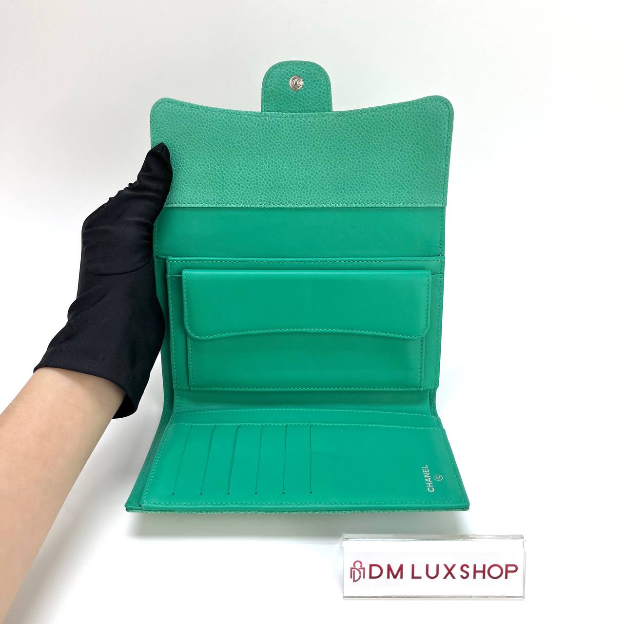 Chanel Green Caviar Flap Wallet SHW (Serial 17, Y: 2013)