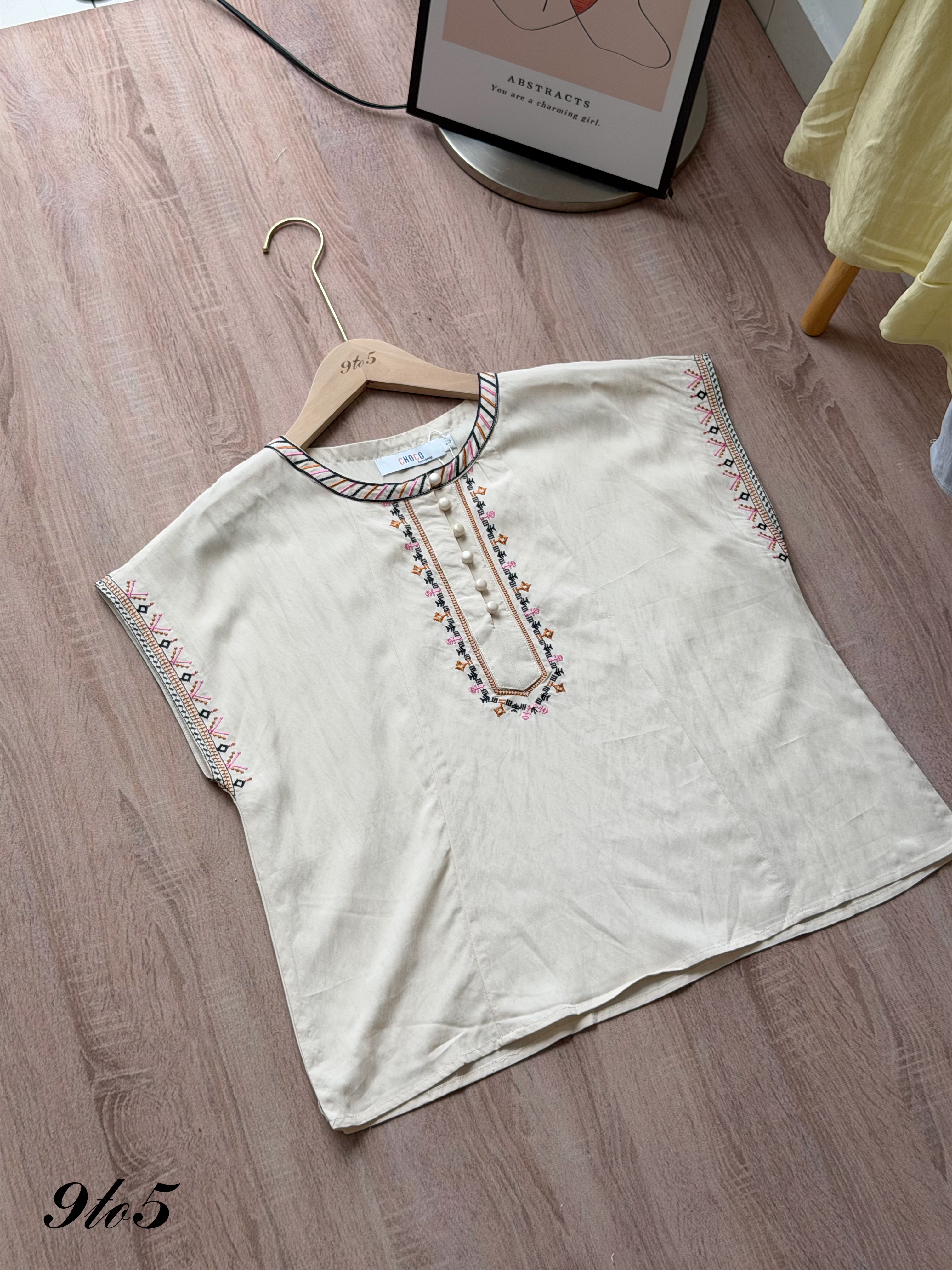 T4517 Peony Embroidered Cape Sleeve Top - 3 Colors