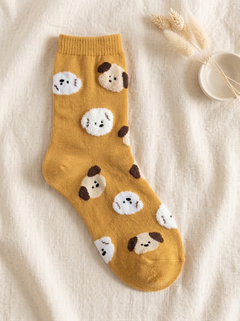 Korean Daily Animal Mid Crew Socks