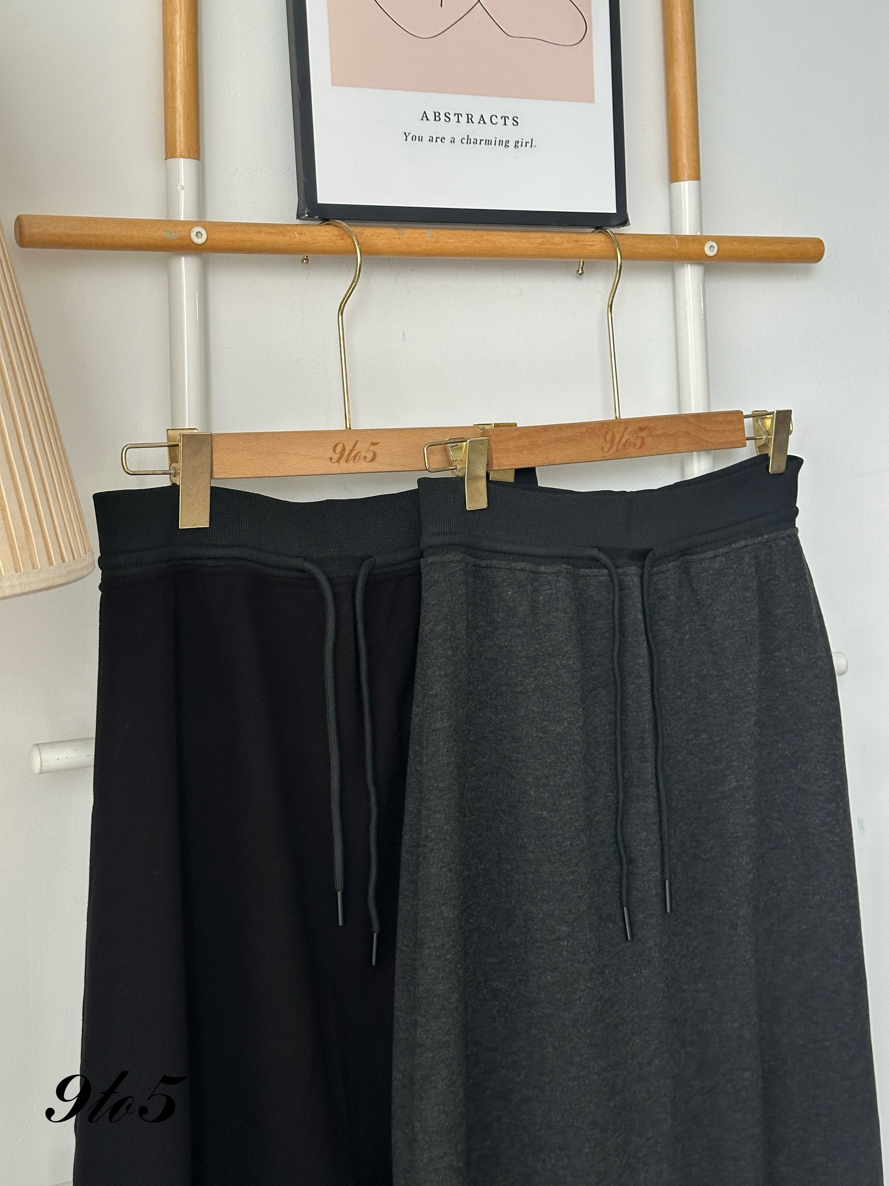 S1819 Self-tie Long Skirt - Black & Grey