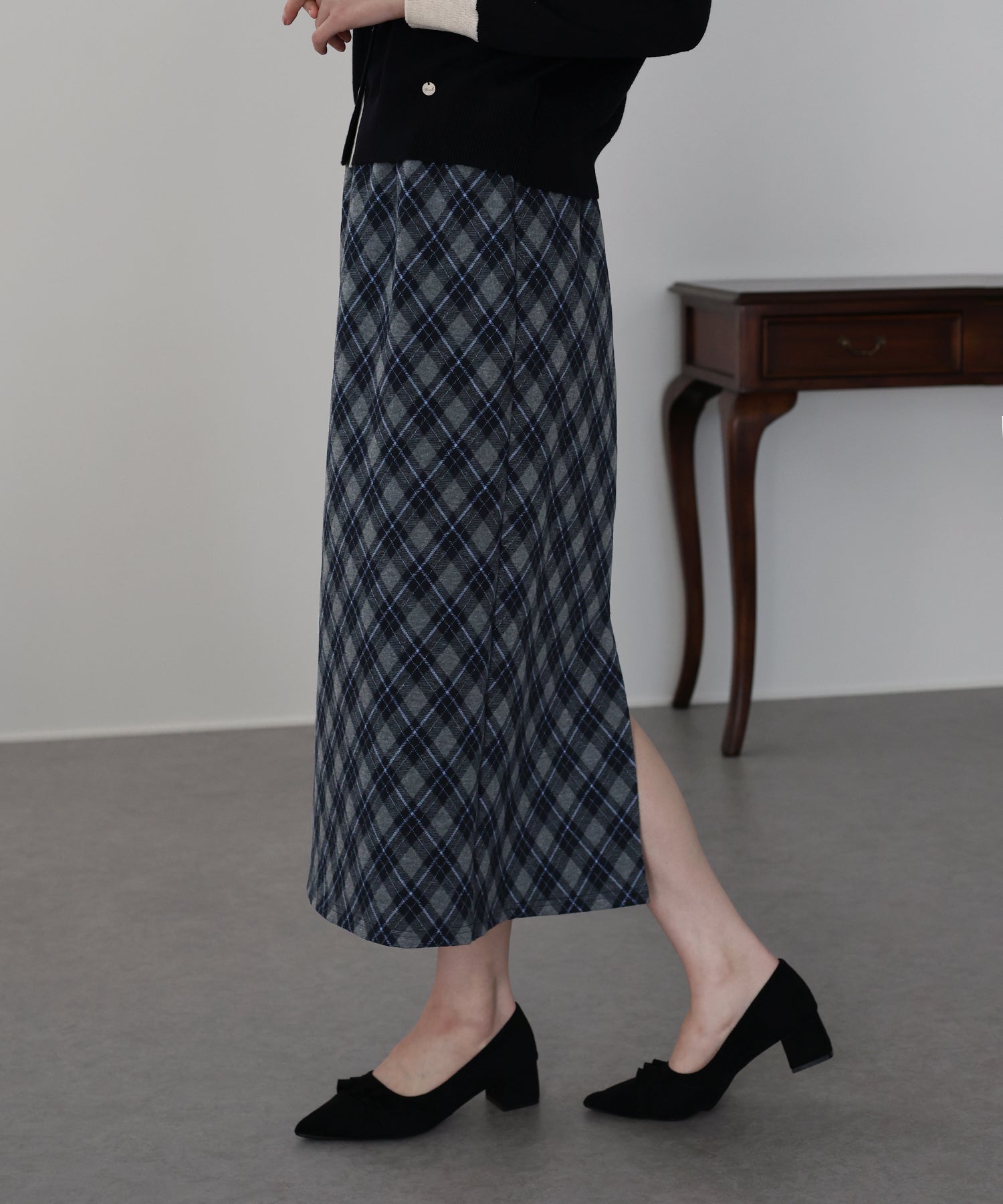 <限量現貨><JP> 冬日英倫風菱格紋直身裙* 3色入