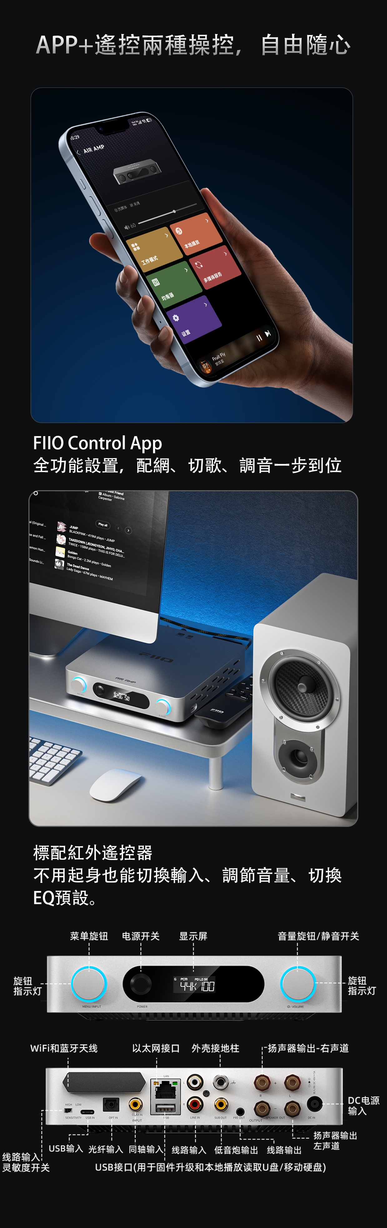一台搞定解碼、功放、流媒體 ~ FiiO Air AMP