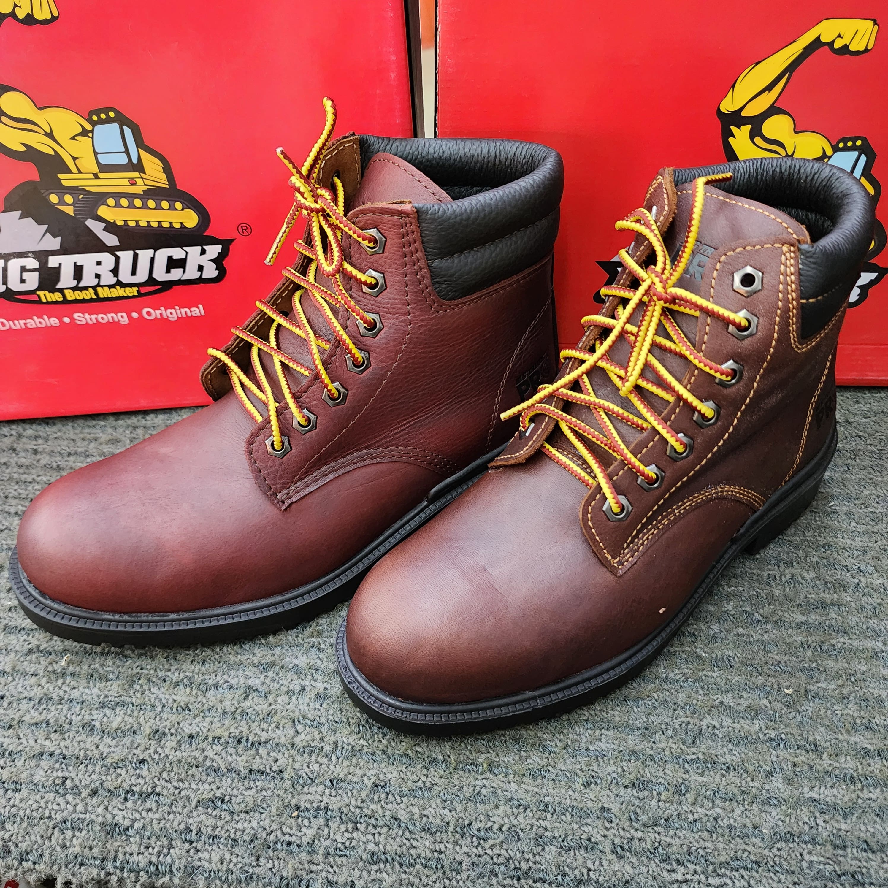 BIG TRUCK PRO 111 LACE UP MID CUT MEN’S PREMIUM LEATHER LIGHTWEIGHT SAFETY BOOTS SHOE Kasut Keselamatan