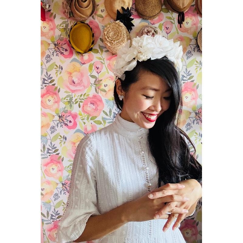 Preview - C.a. 1950-60s White Floral Headband / Vintage Bridal Headpiece(MT2130)