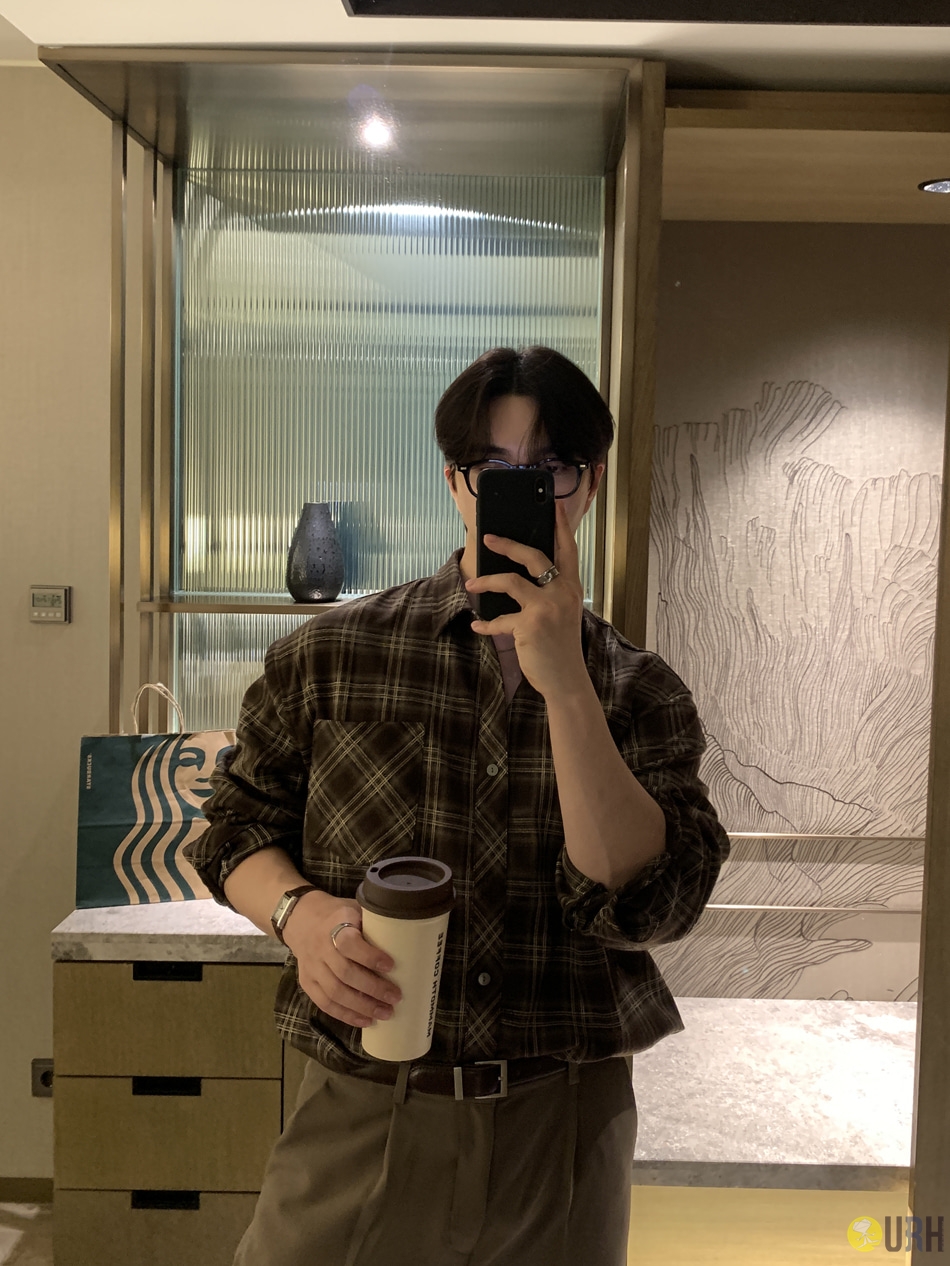 【100%保證韓國直送】日常經典磨毛純棉半寬鬆格紋襯衫 [4 color] RL114803