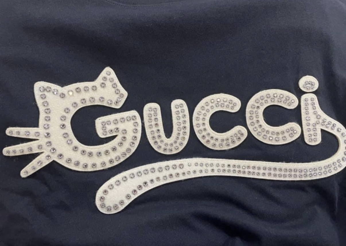 Gucci 黑白水晶貓貓🐱 oversized tee