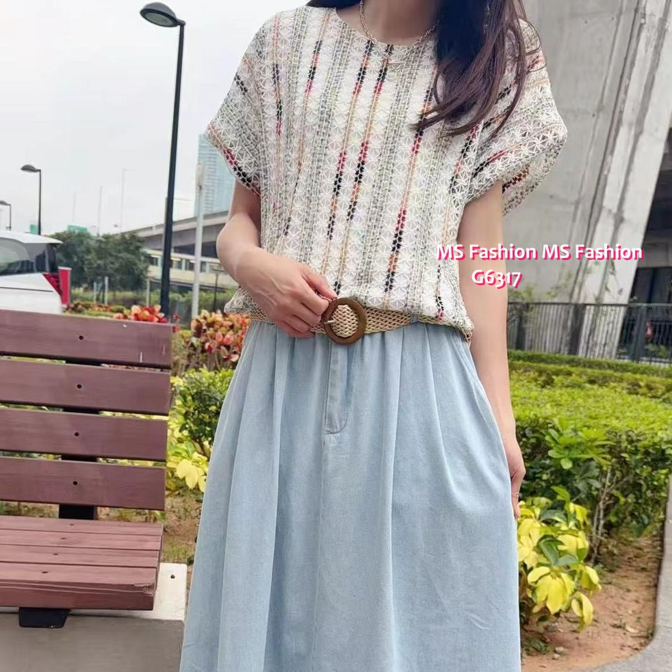 G6317 彩色勾花top