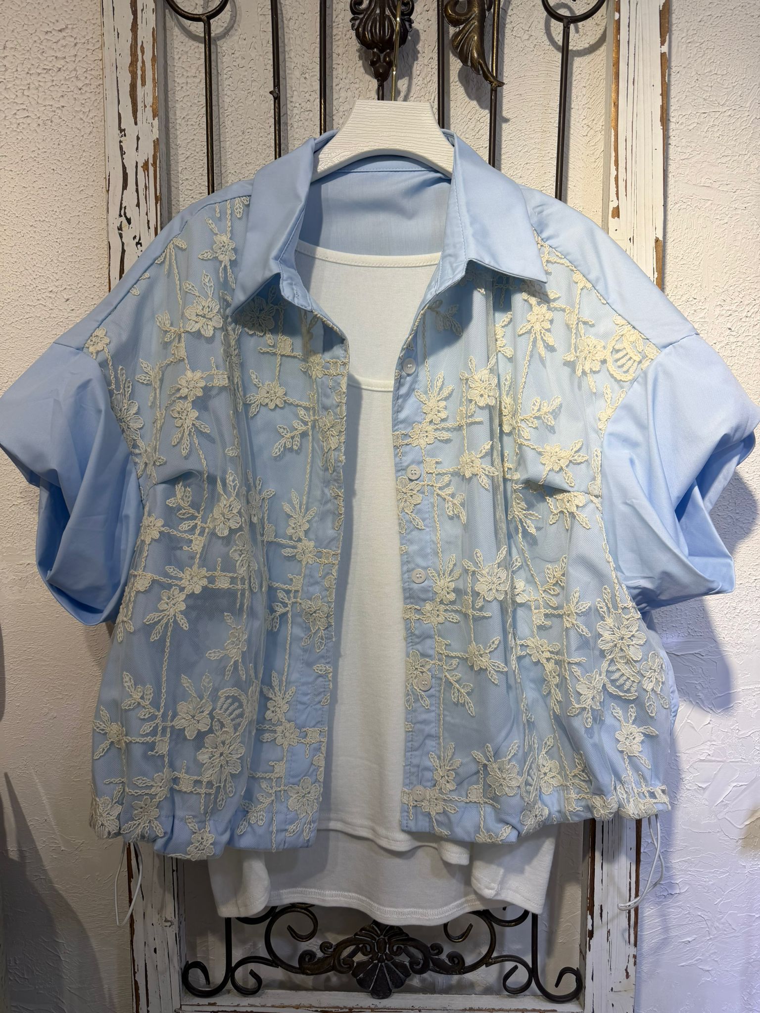 重工👍🏻刺繡鈎花恤衫外套