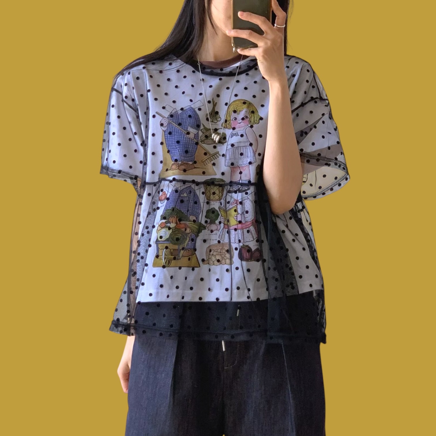 221366 波點紗Tee
