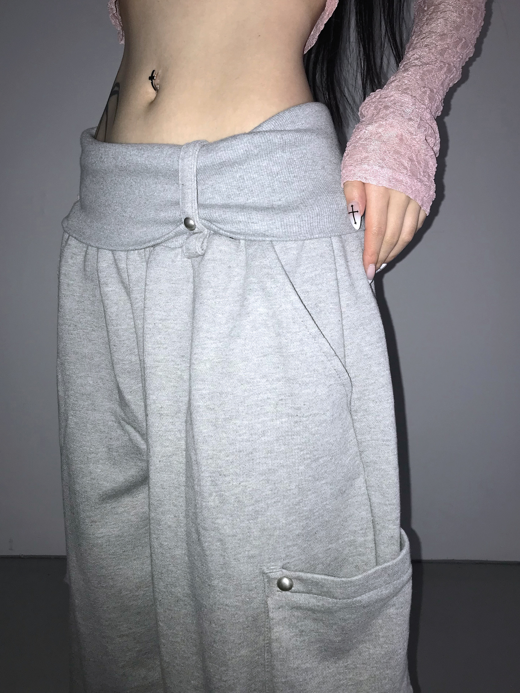 Folded Waist Cargo Sweatpants