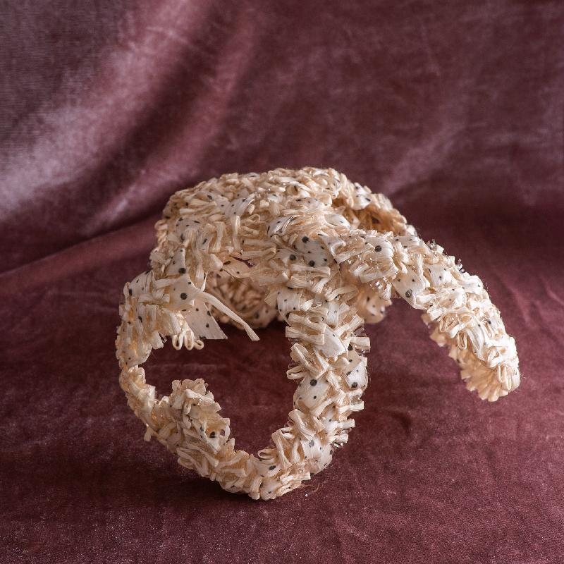 Vintage 1950s Three Circular Outline Sparkle Straw Sculptured hat /Vintage Casque/ Vintage Cocktail Half Hat