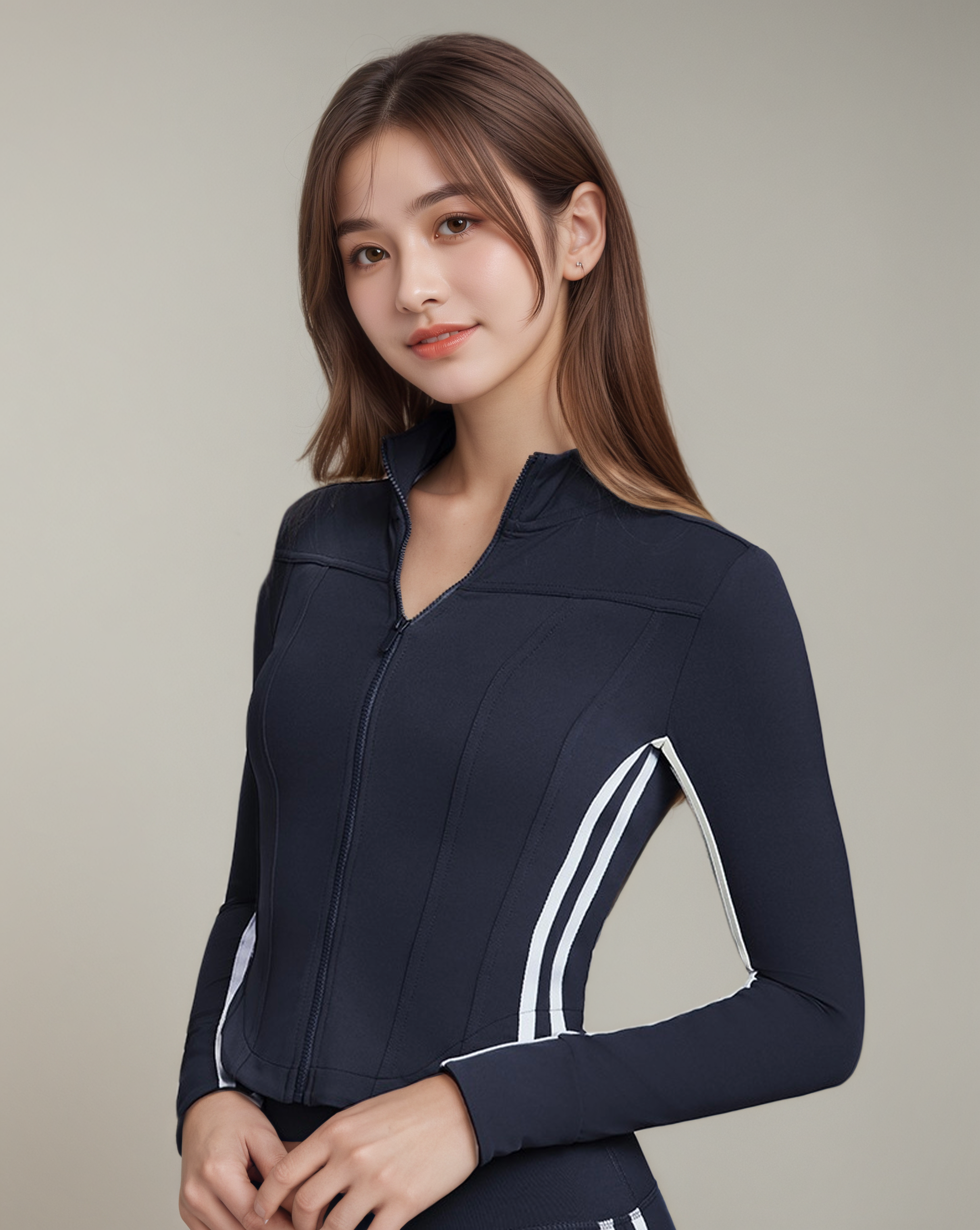 高級感修身立領拉鍊瑜珈外套