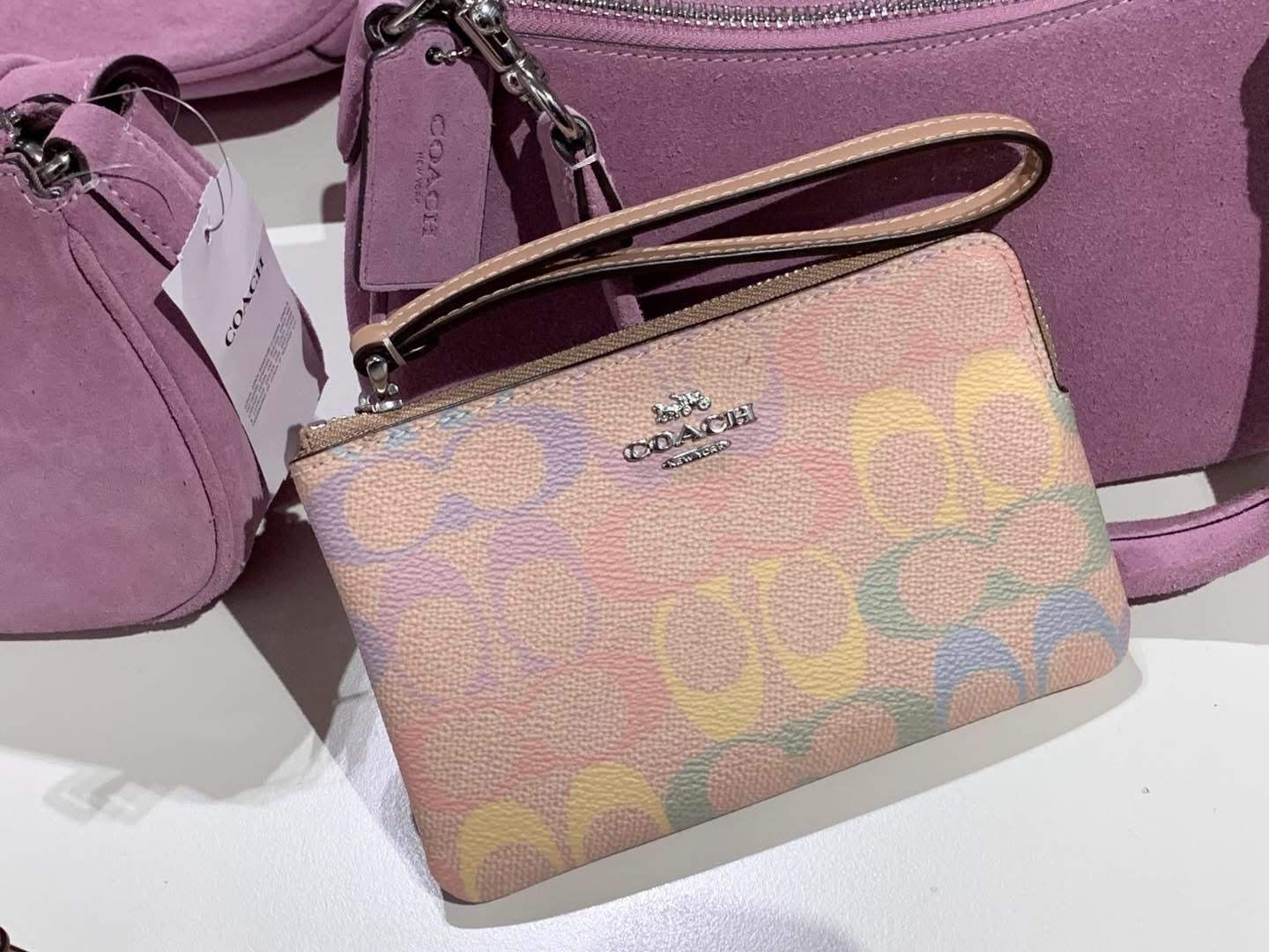 ✈️🇨🇦🇺🇸淡淡嘅彩色Signature C  pattern Coach Outlet 系列：拉鍊袋現貨🌈