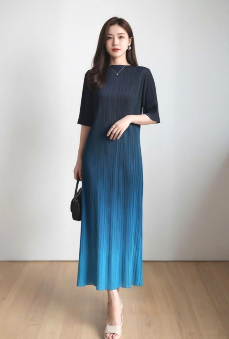 Ombre Pleated Dress