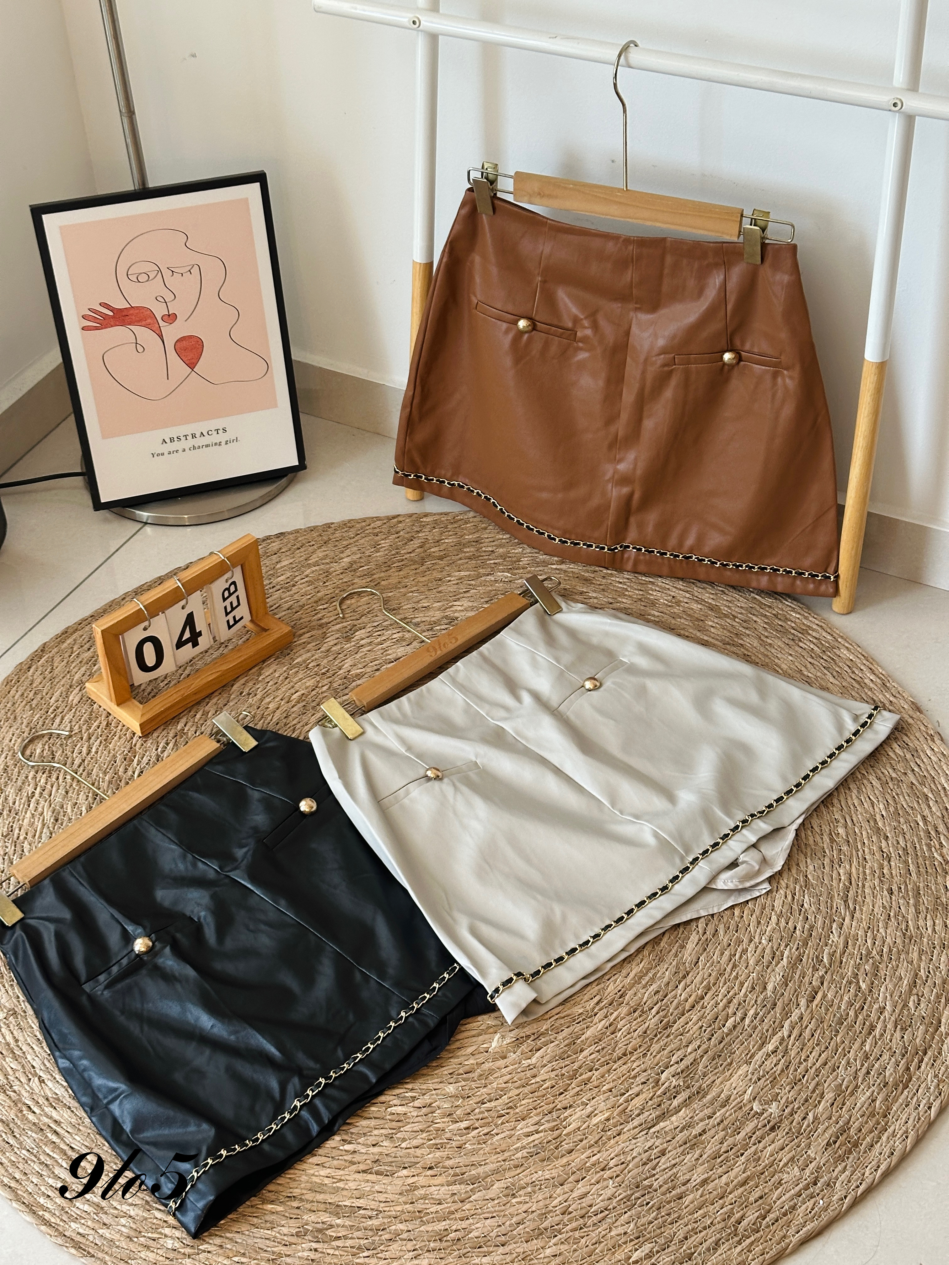 S1785 Leather Short Skirt - 3 Colors