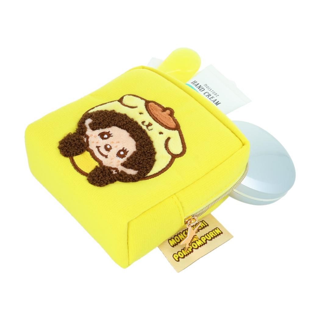 現貨｜Monchhichi x Pompompurin 布甸狗 日版 毛毛刺繡 化妝袋 (S2341107)