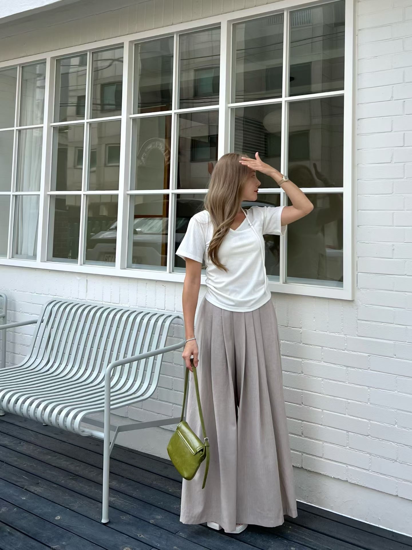 B20 掛頸側皺摺Top 