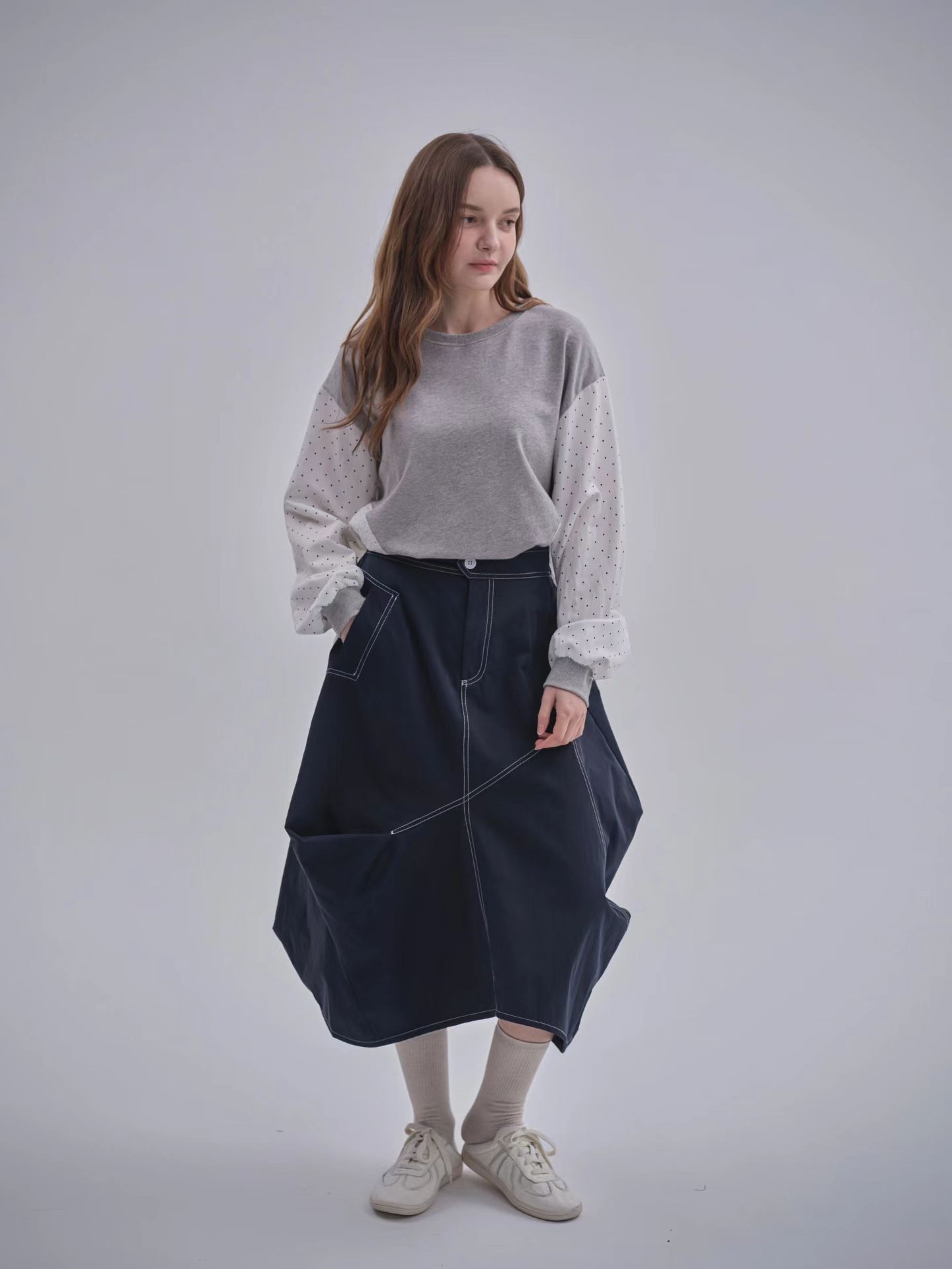 幾何拼接Playful寬鬆半裙