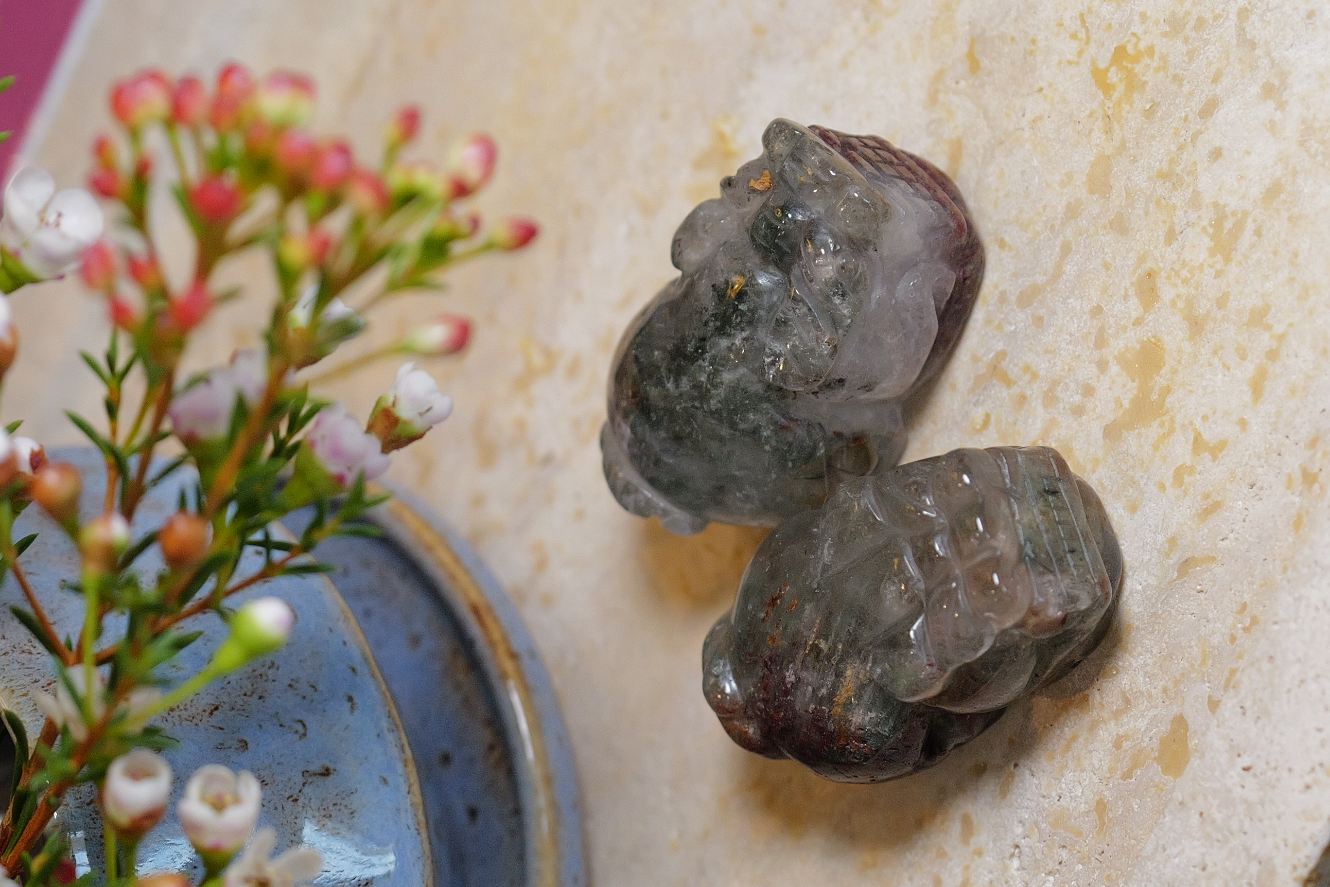  ༒4.5cm+紅綠幽靈金錢貔貅擺件一對༒ PU.12A1CJ2G1TF-RA18*M36