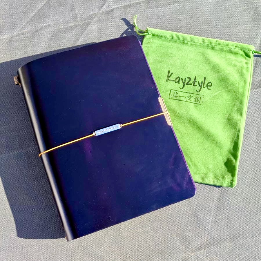A4 size Hidden violet double-sided Leather Journal with 2023 Winter Design