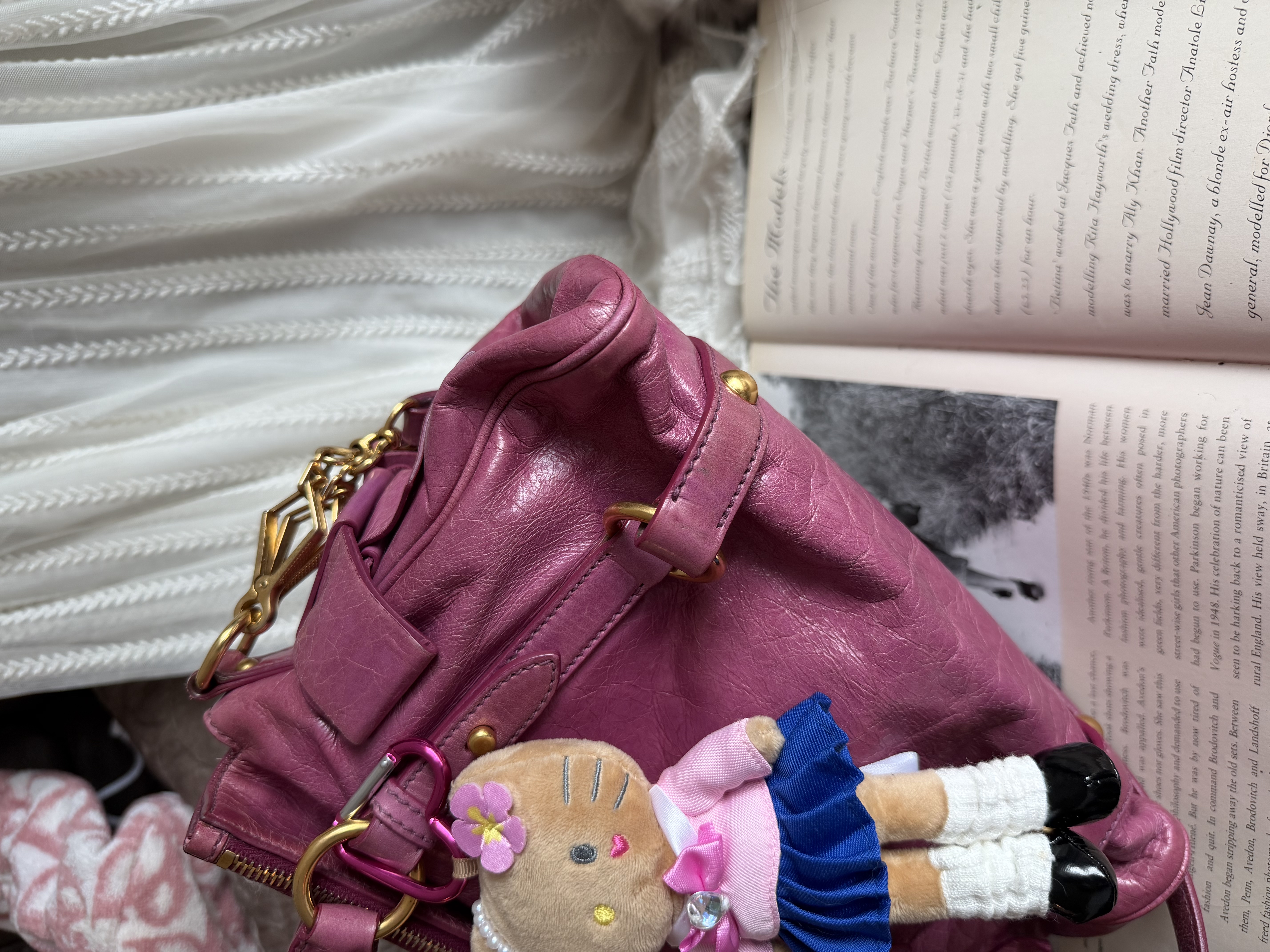 Miu miu pink vitello mini bow bag