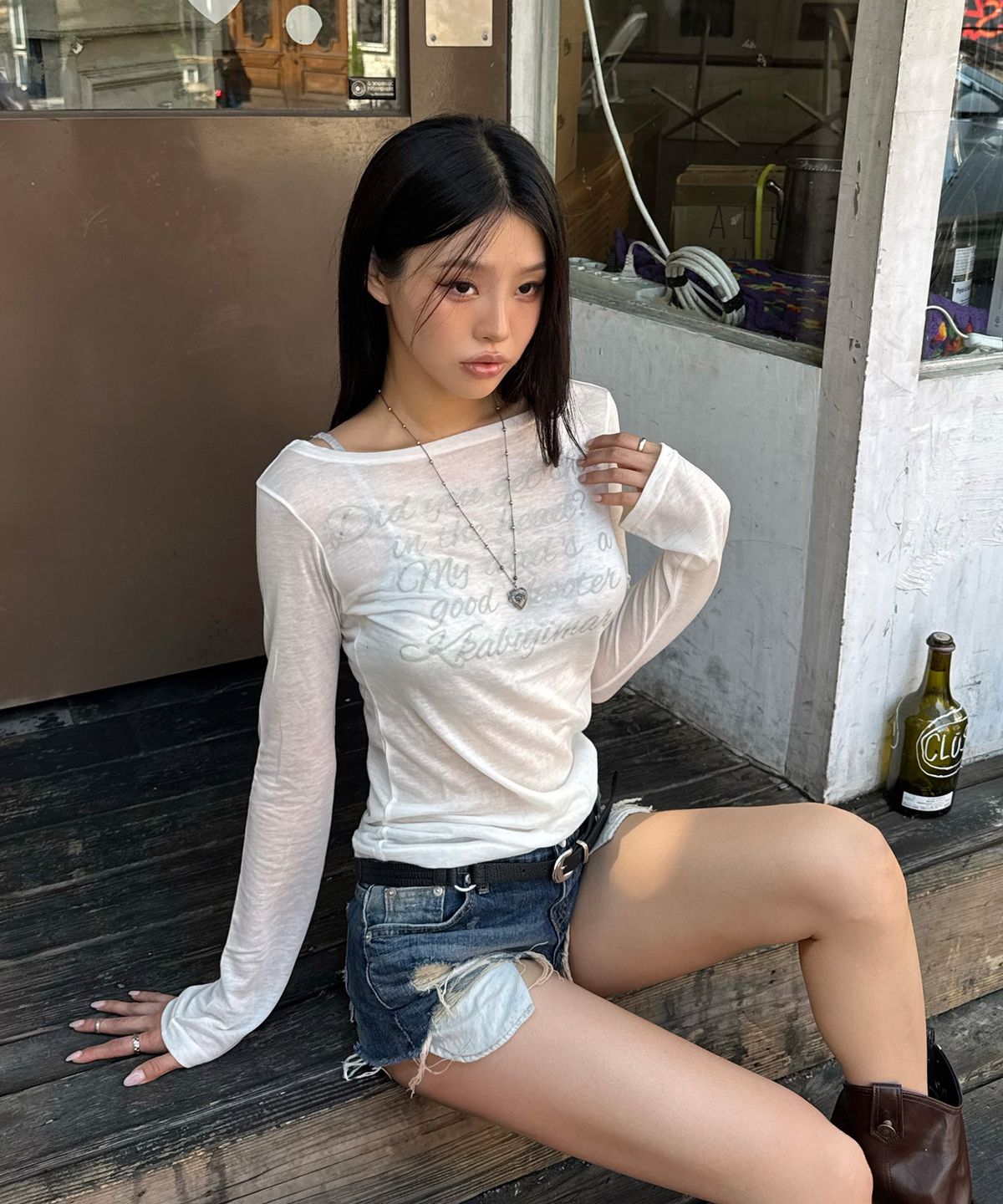 🇰🇷訂購｜Gila Archive｜LETTERING SHEER LONG SLEEVE 3色 