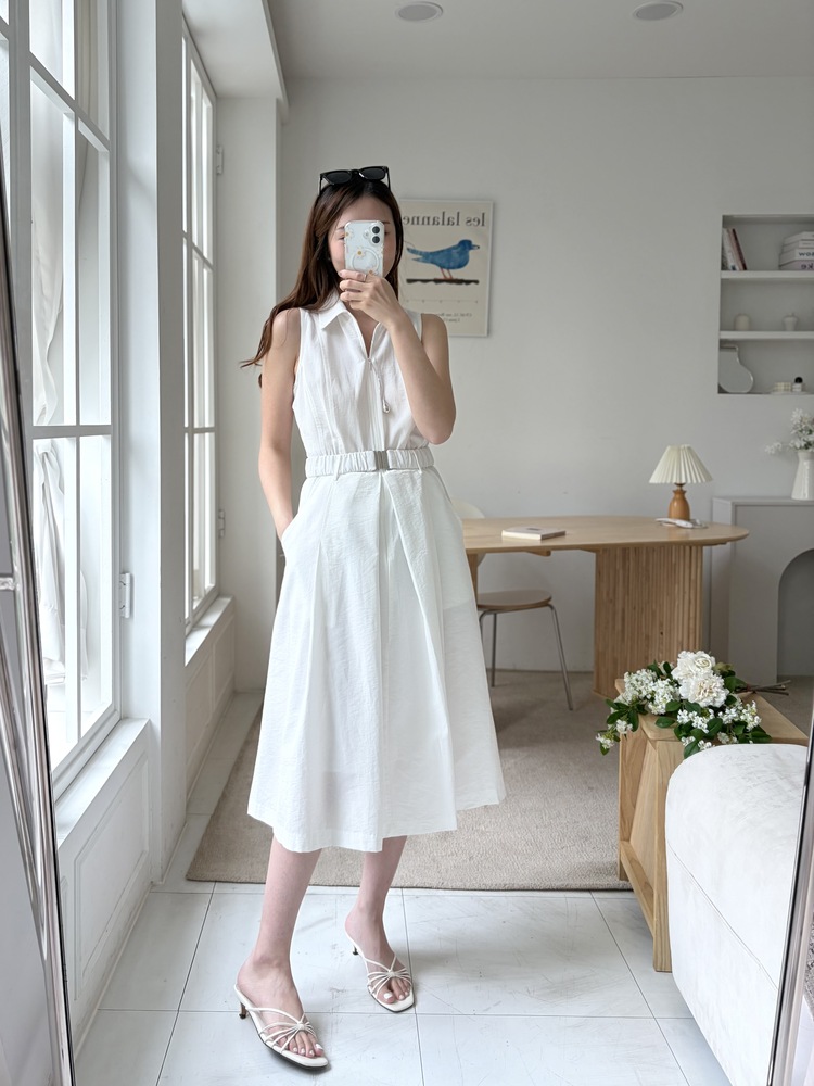 Jardin Belted Zip-Front Dress