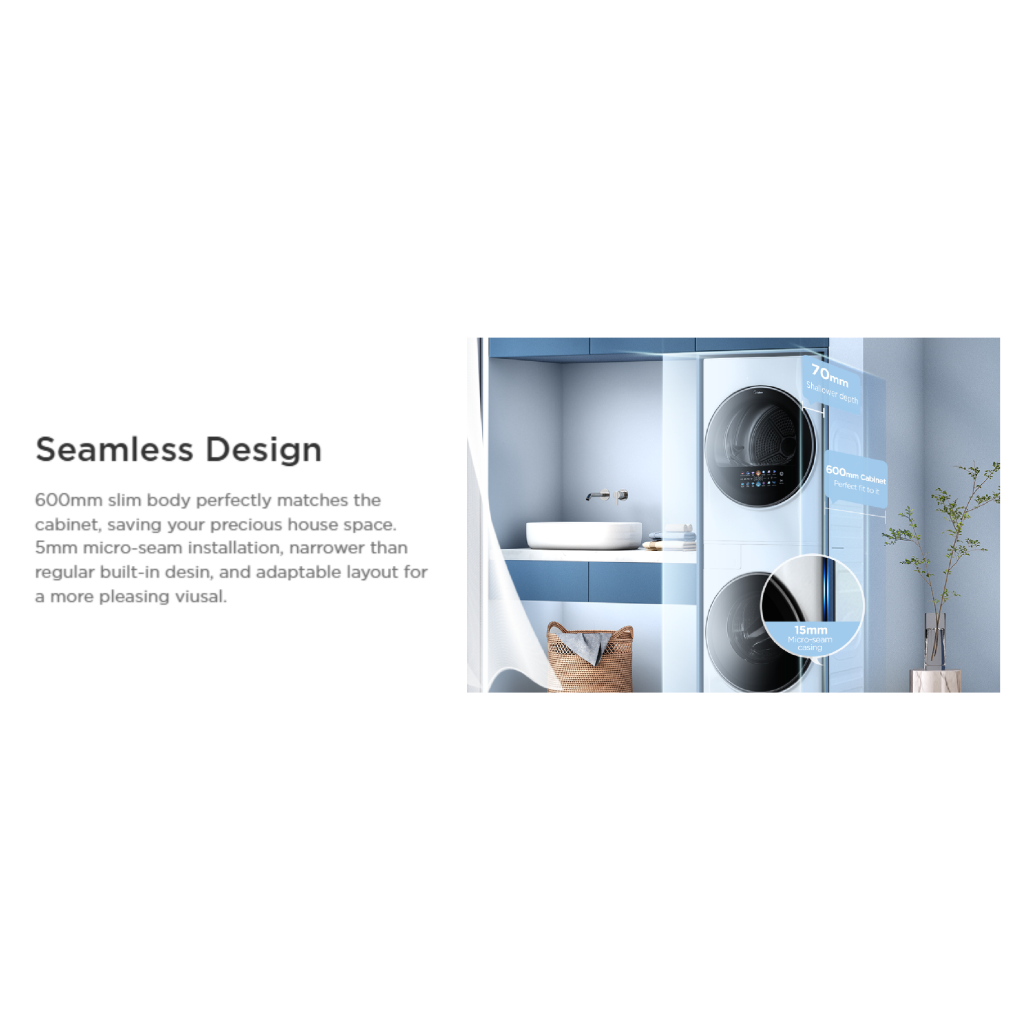 Midea 10.0kg / 8.0kg Laundry Suite Washer Dryer 2025 (Washer) (ML19F100D80WT)