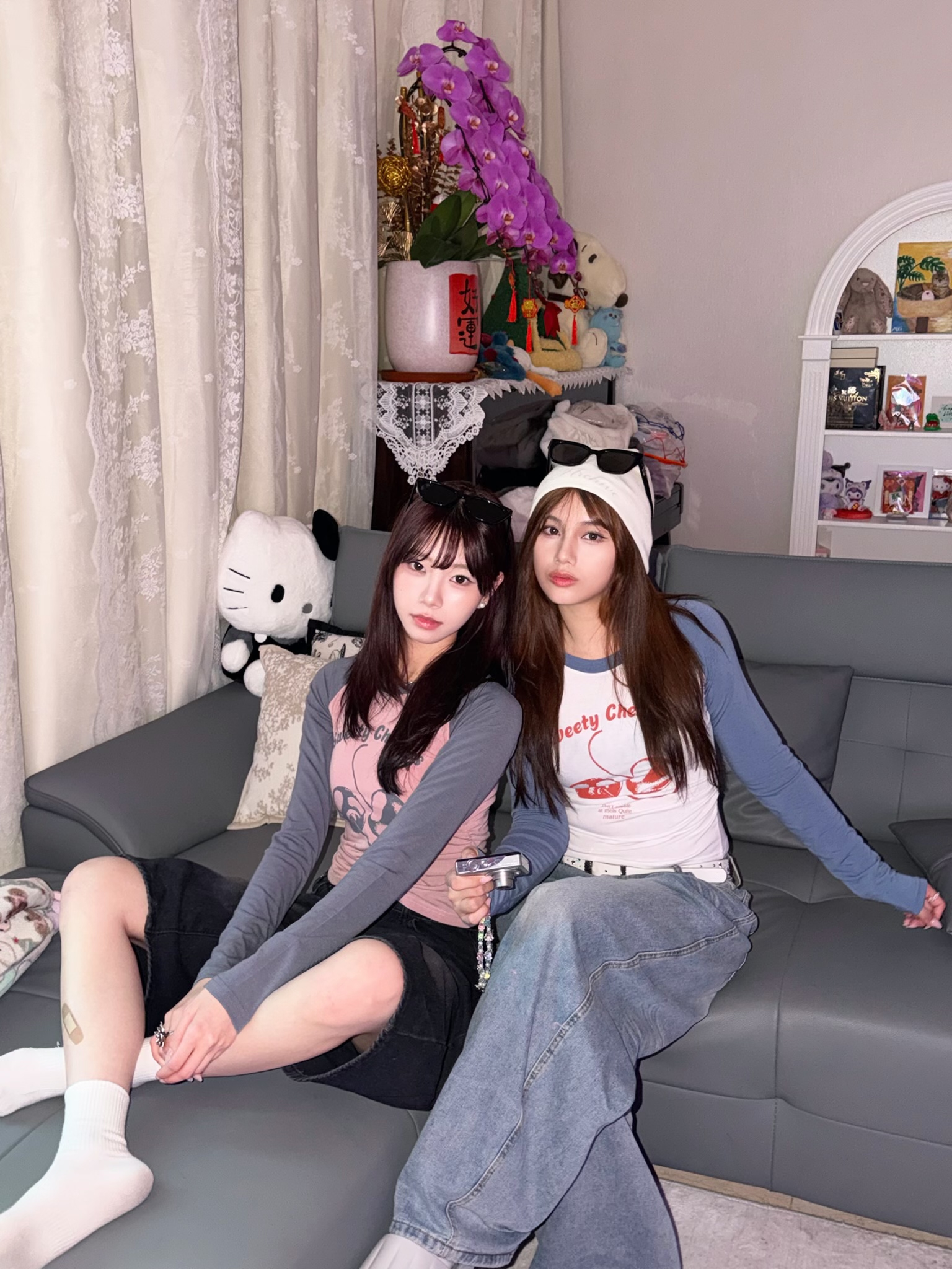 韓國車厘子撞色牛角袖薄Tee