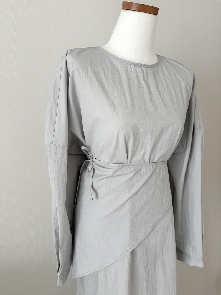 Wrap-Accent Dress (Navy)