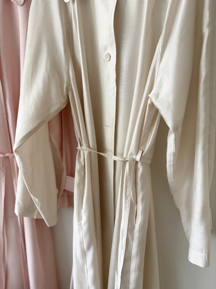 Silky Belted Trench Coat (Ivory)