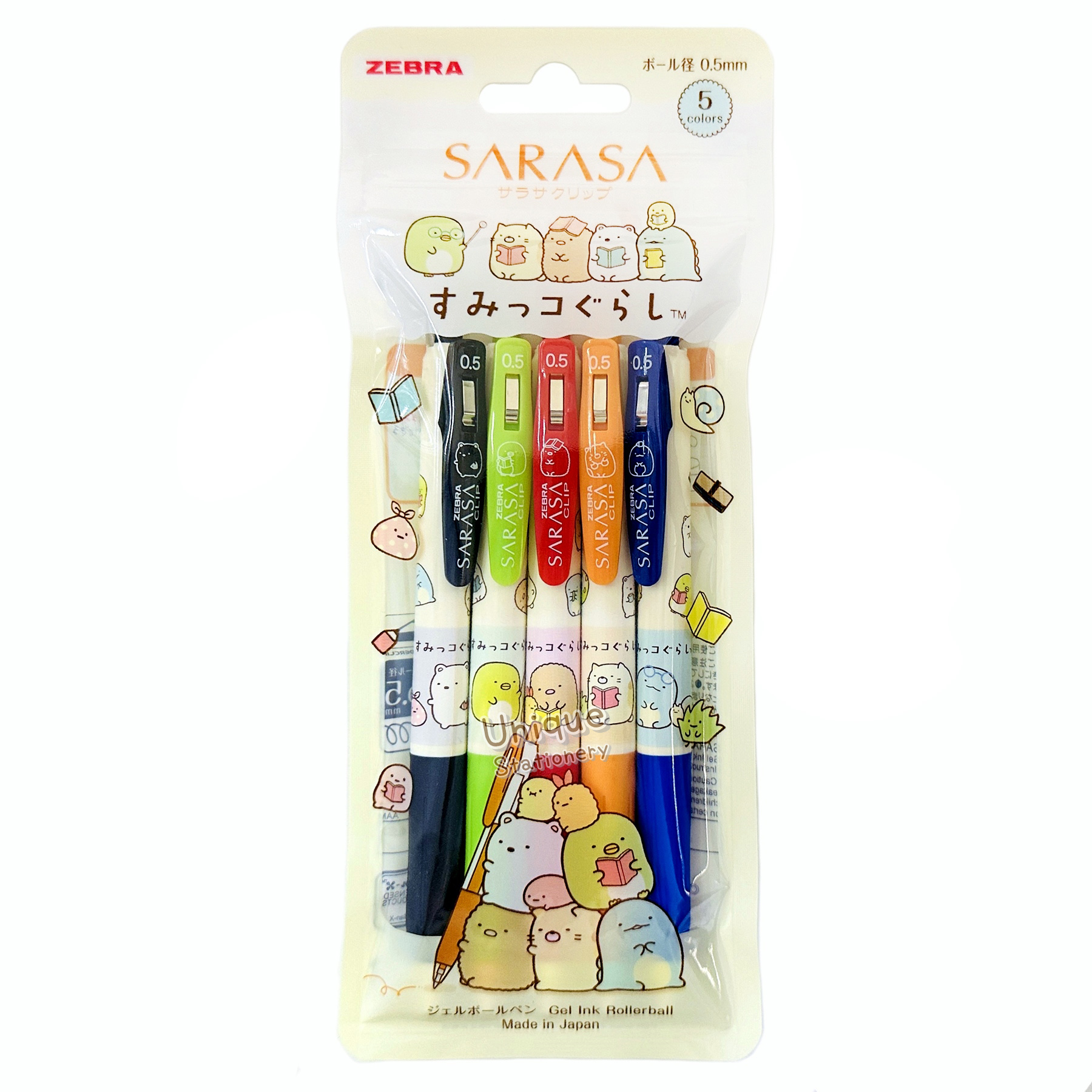 現貨｜【5色套裝】限定 San-X 角落生物 Sumikko Gurashi 日本製 Zebra SARASA CLIP 0.5mm 啫喱筆 套裝 (JJ29-SG-5CA)
