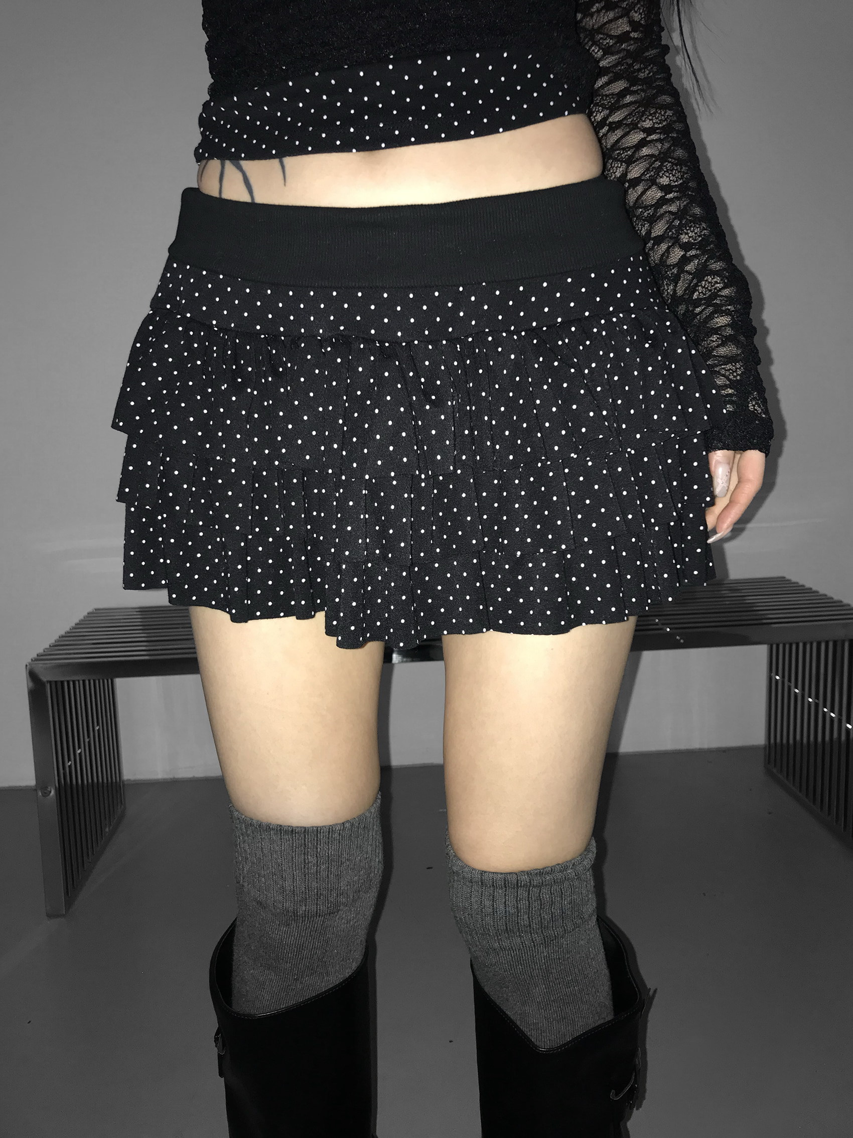 Ruffle Polka Dot Mini Skirt