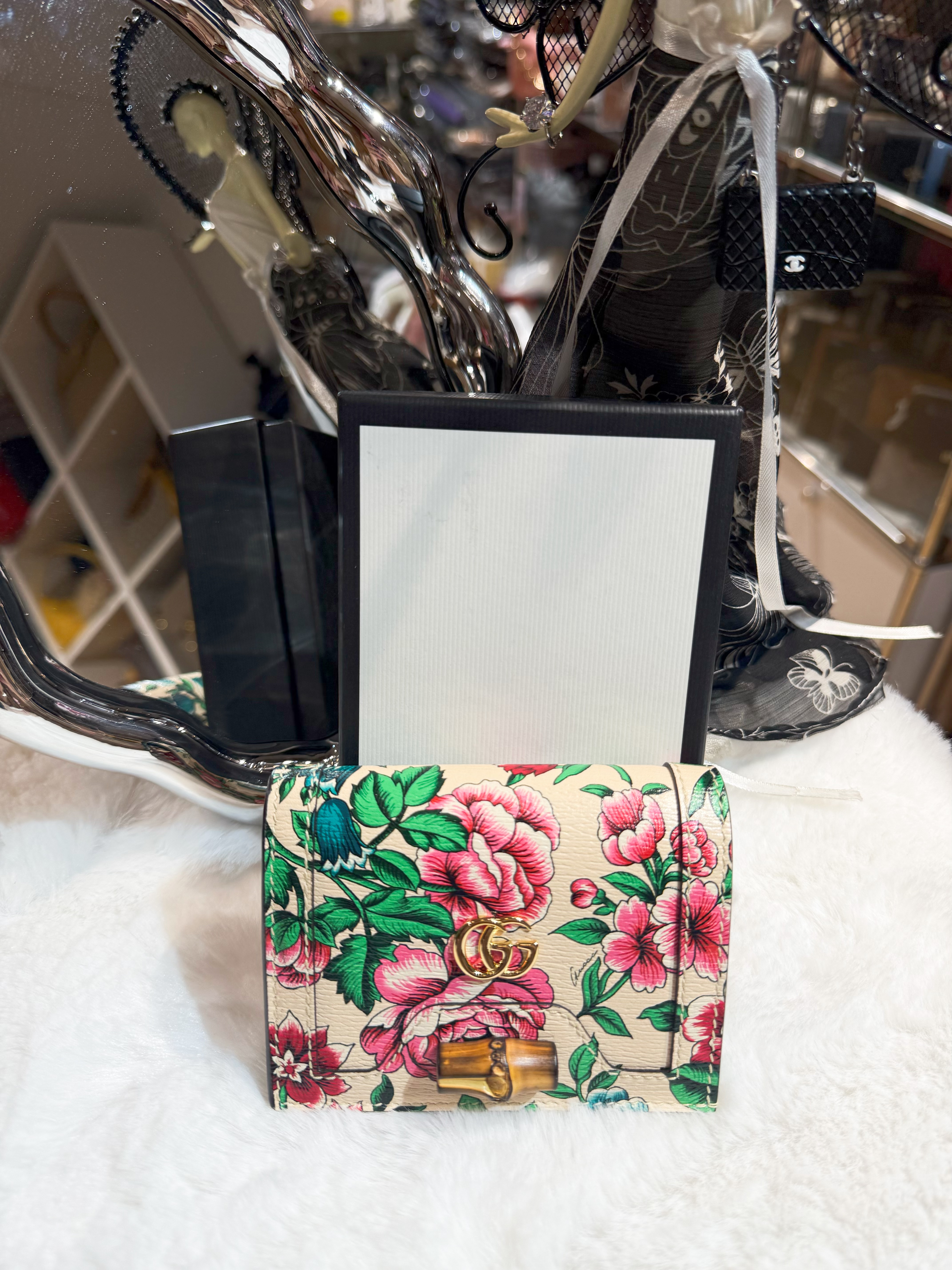 Gucci mini wallet floral/beige