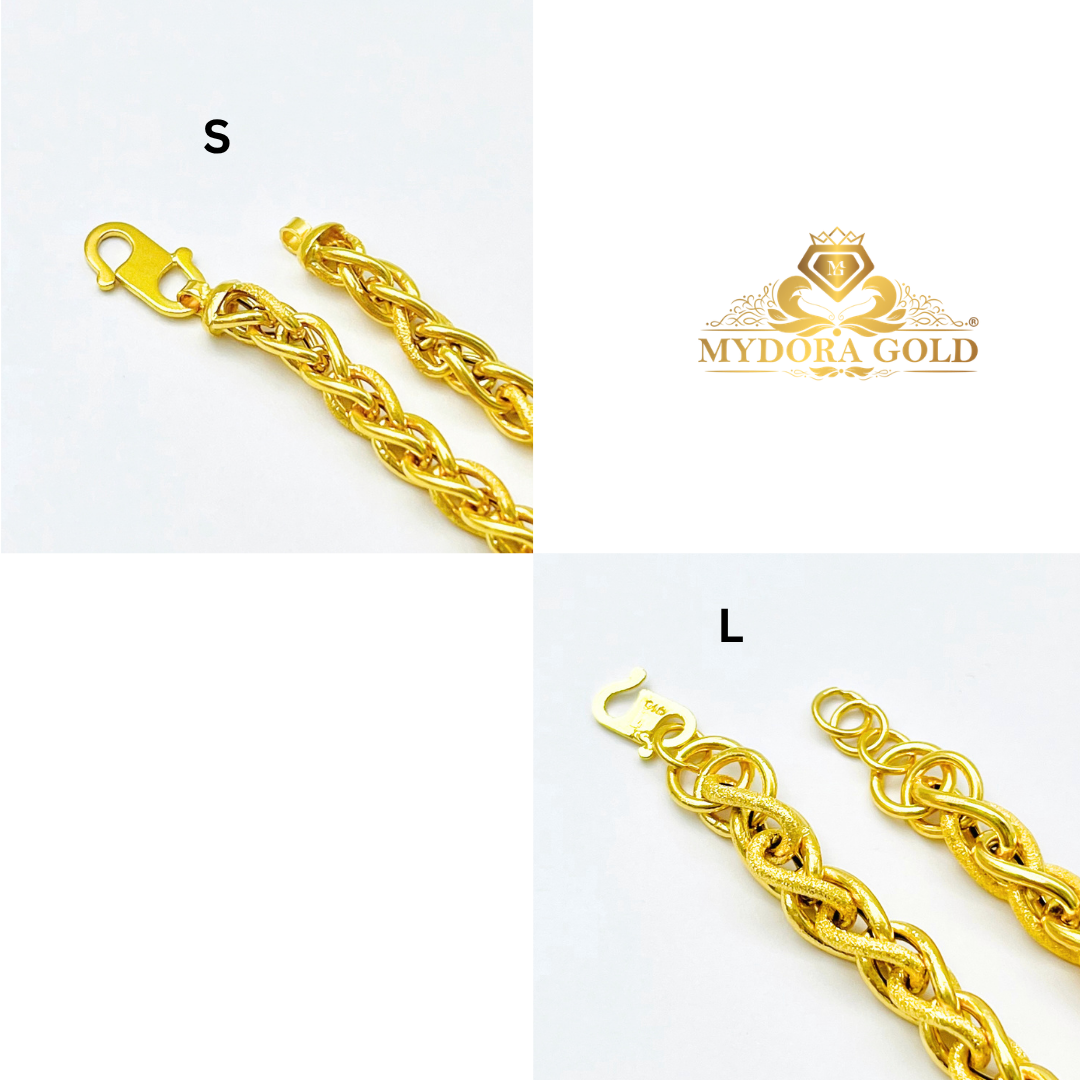 MYDORA Rantai Tangan Pintal Rapunzel Pasir l EMAS 916/22K