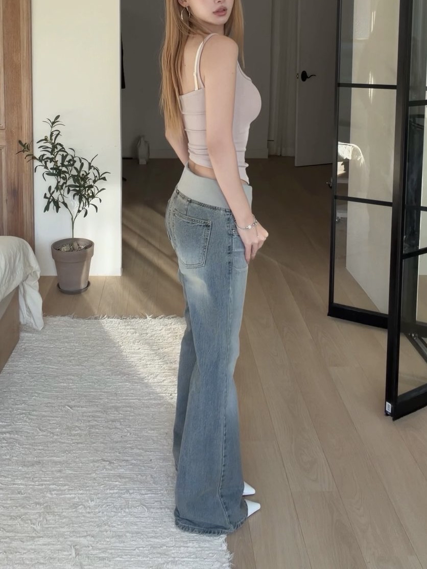 Banding Drawstring Bootcut Jeans