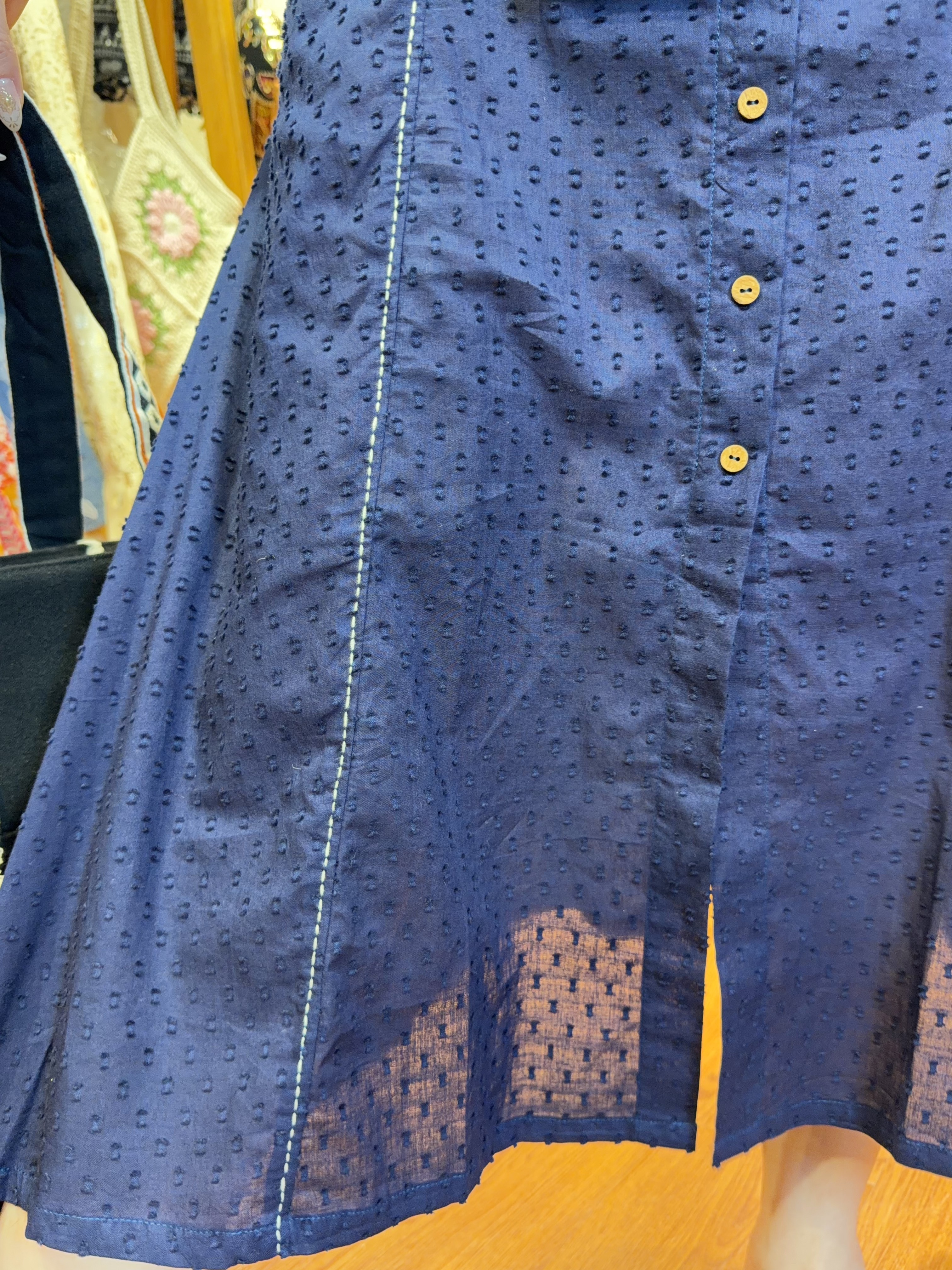 2371 Navy Blue 3D Cotton Square Neck OP 46"