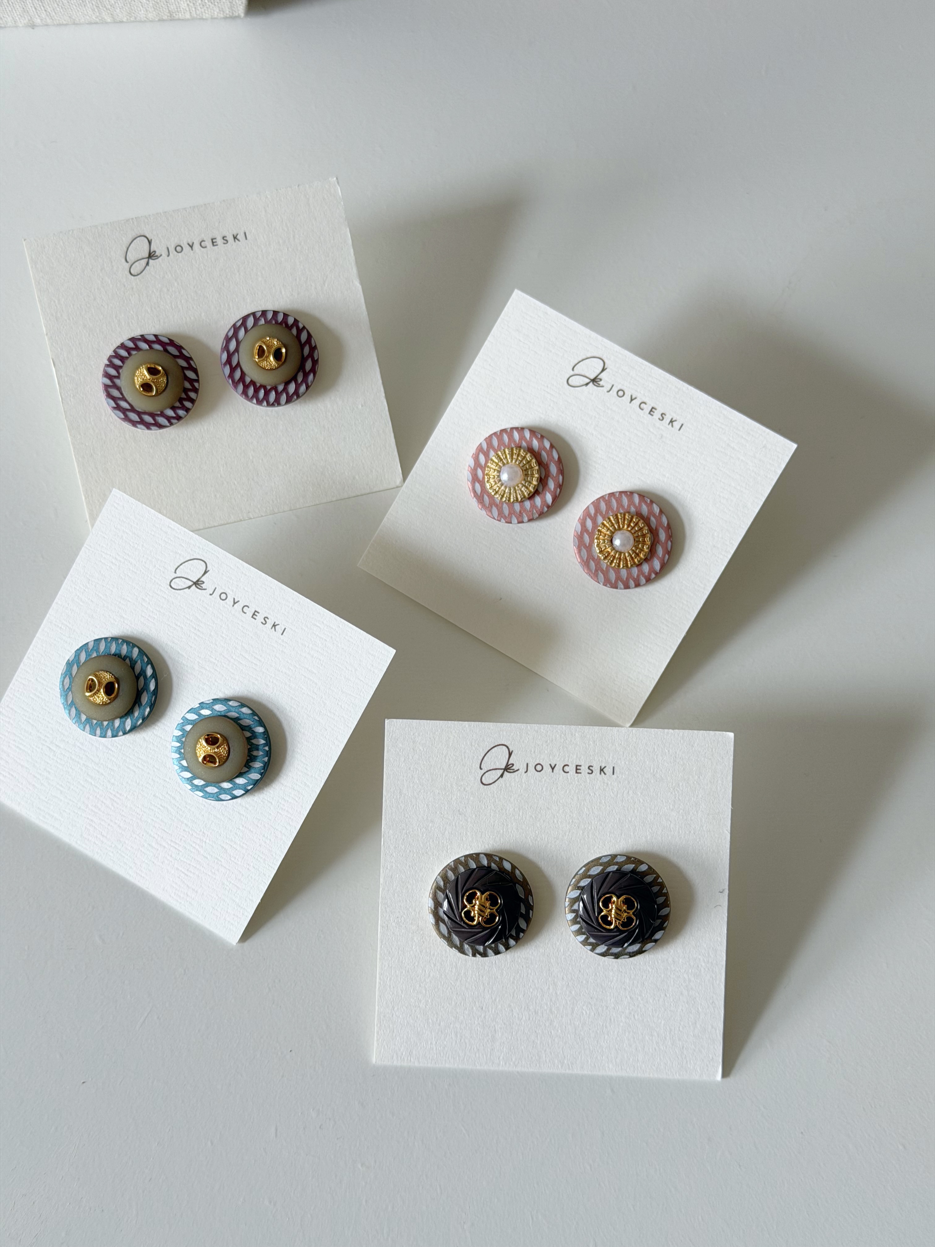 英國Metallic貝殼壓花立體耳環/Metallic Brown