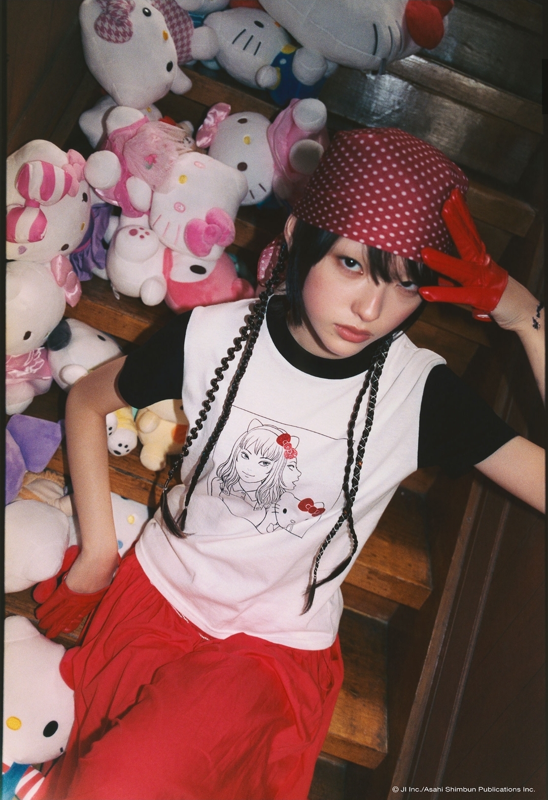 伊藤潤二  × Sanrio × niceghostclub 聯動限定系列｜黑白KittyTee