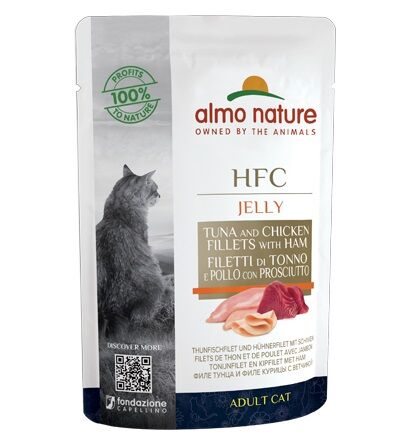 Almo Nature HFC Jelly 吞拿魚+雞柳+火腿 上湯啫喱鮮包 55gx24