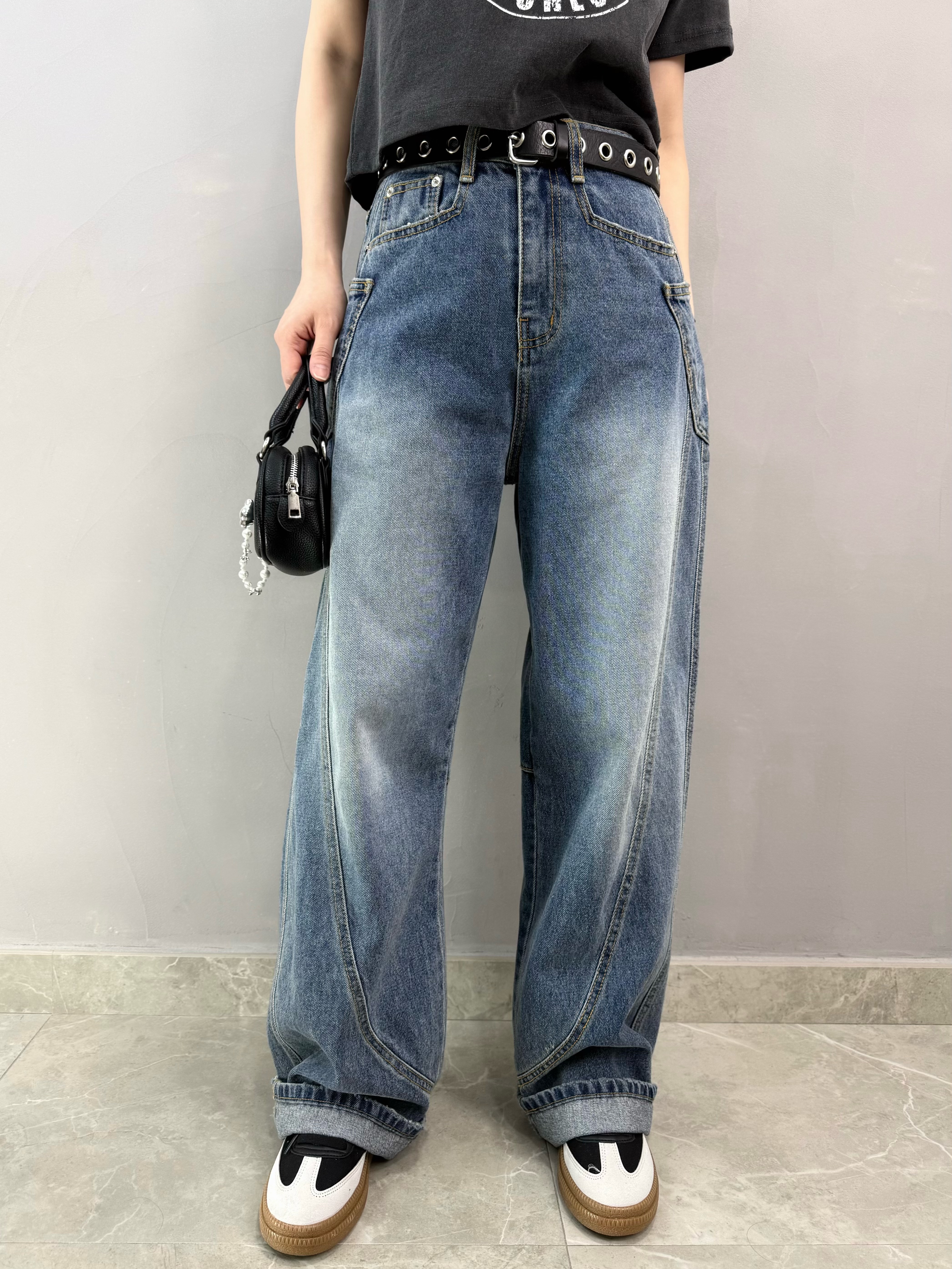 L68 車骨設計感牛仔褲