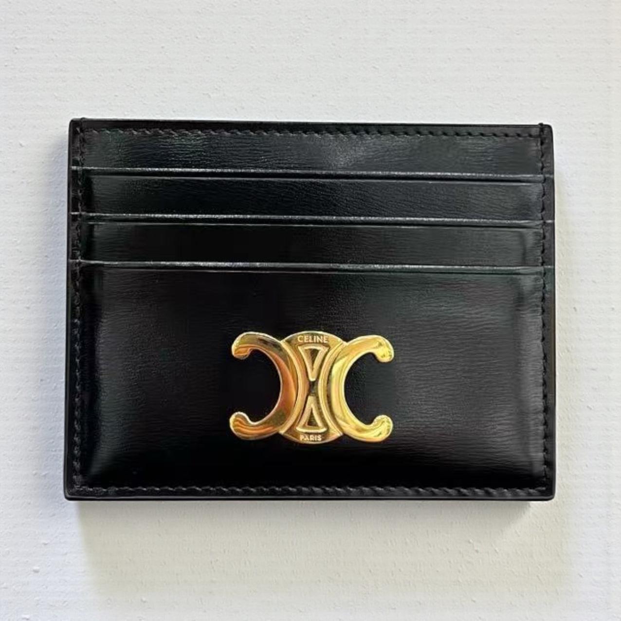 Unused-Celine Triomphe Card Holder Calfskin