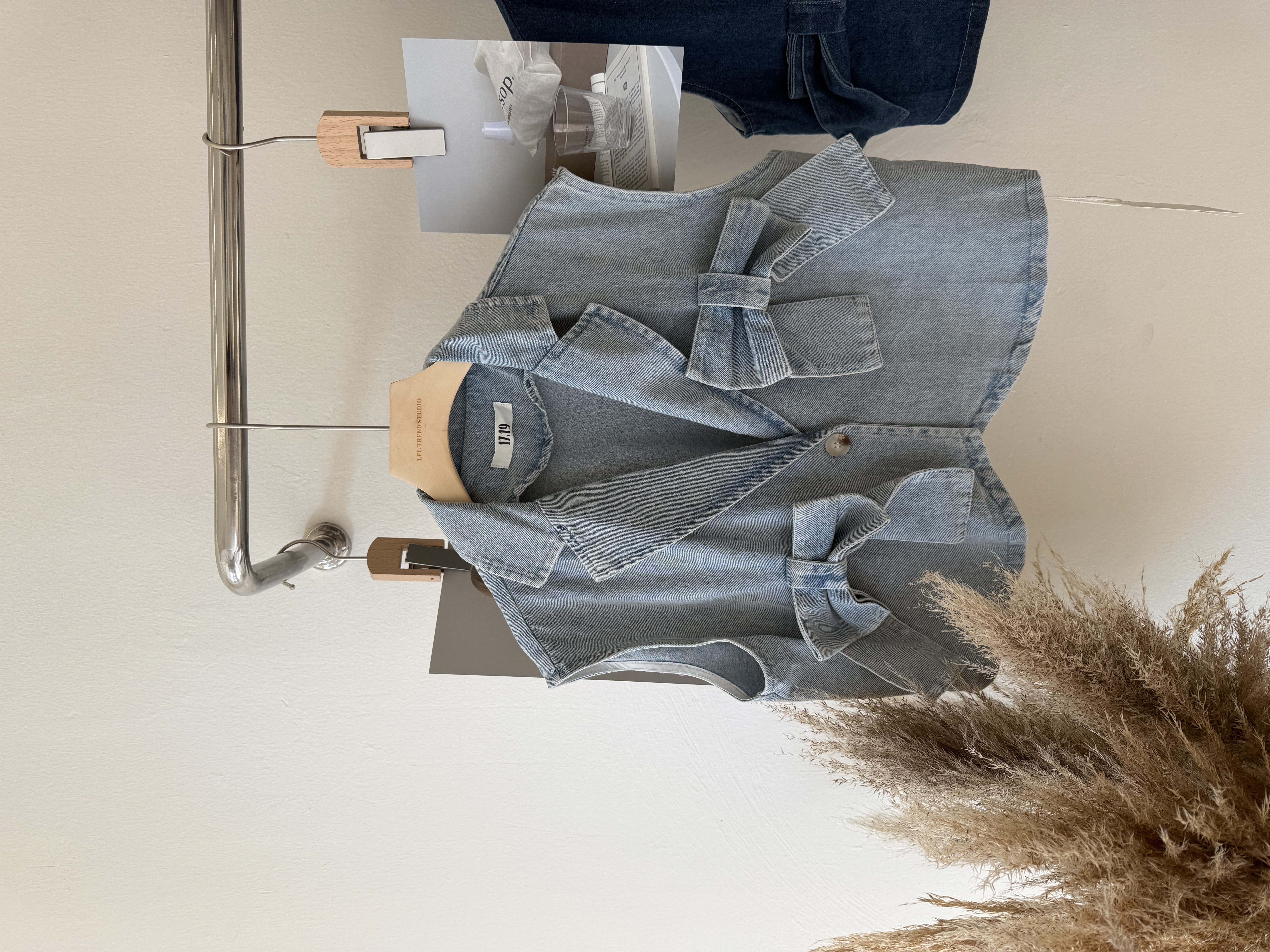 6553 甜美双蝴蝶结牛仔马甲·