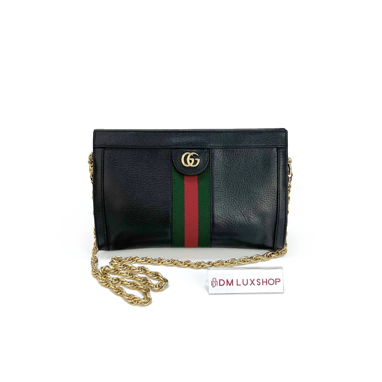 Gucci Black Ophidia Chain Shoulder Bag Small GHW