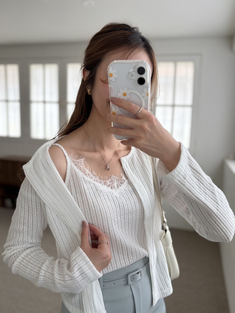[假兩件] Lumiere Lace Layered Top (White)