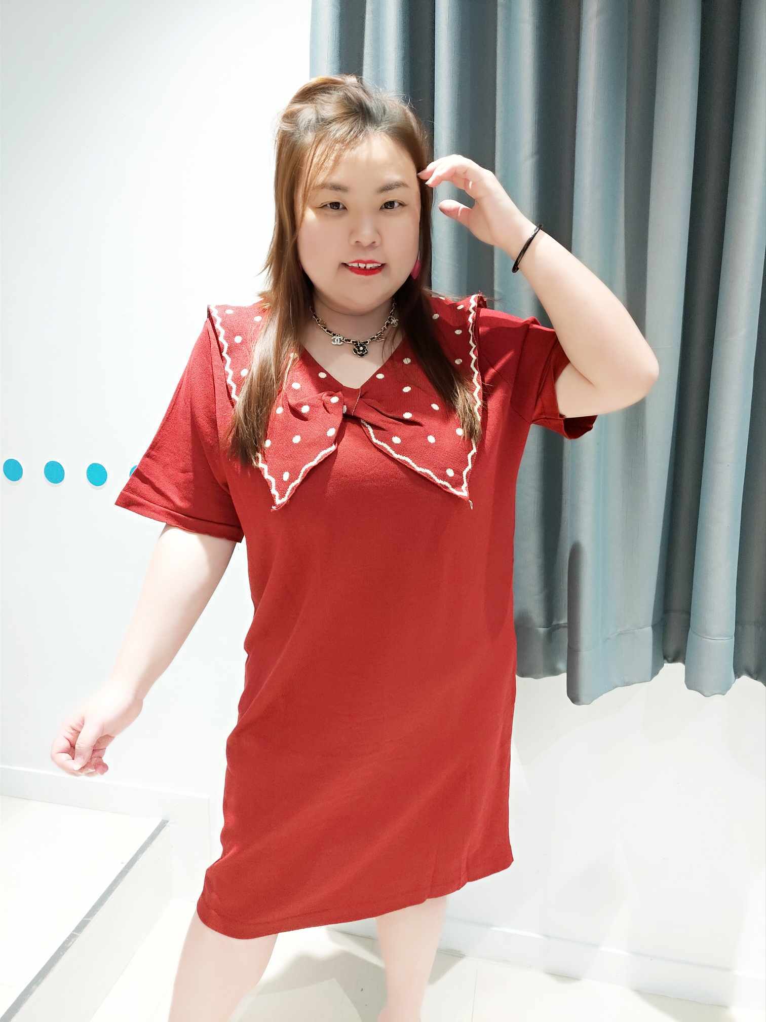 DSD03 波点大蝴蝶结针织连身裙