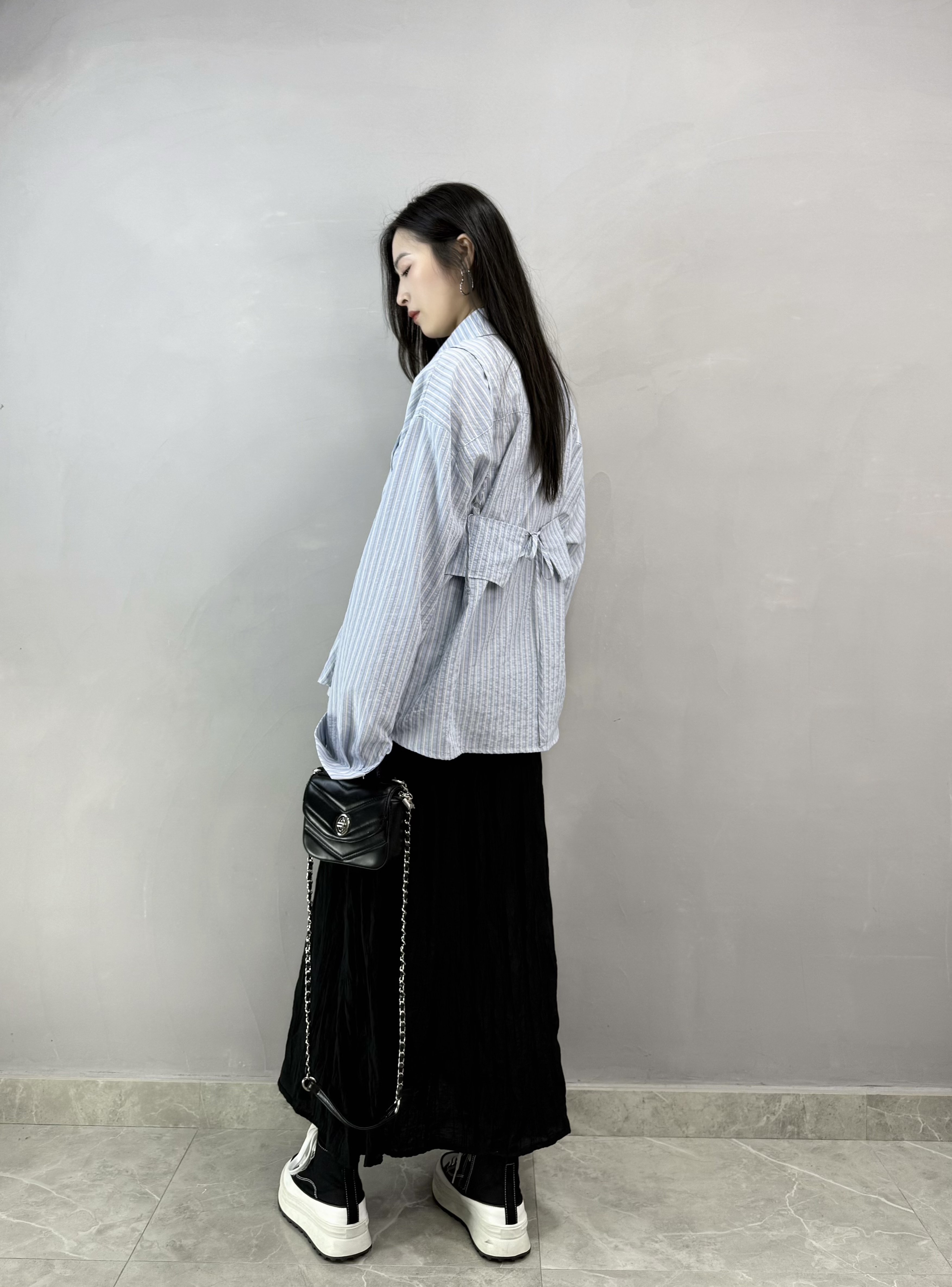 J80 條子恤衫+吊帶Set